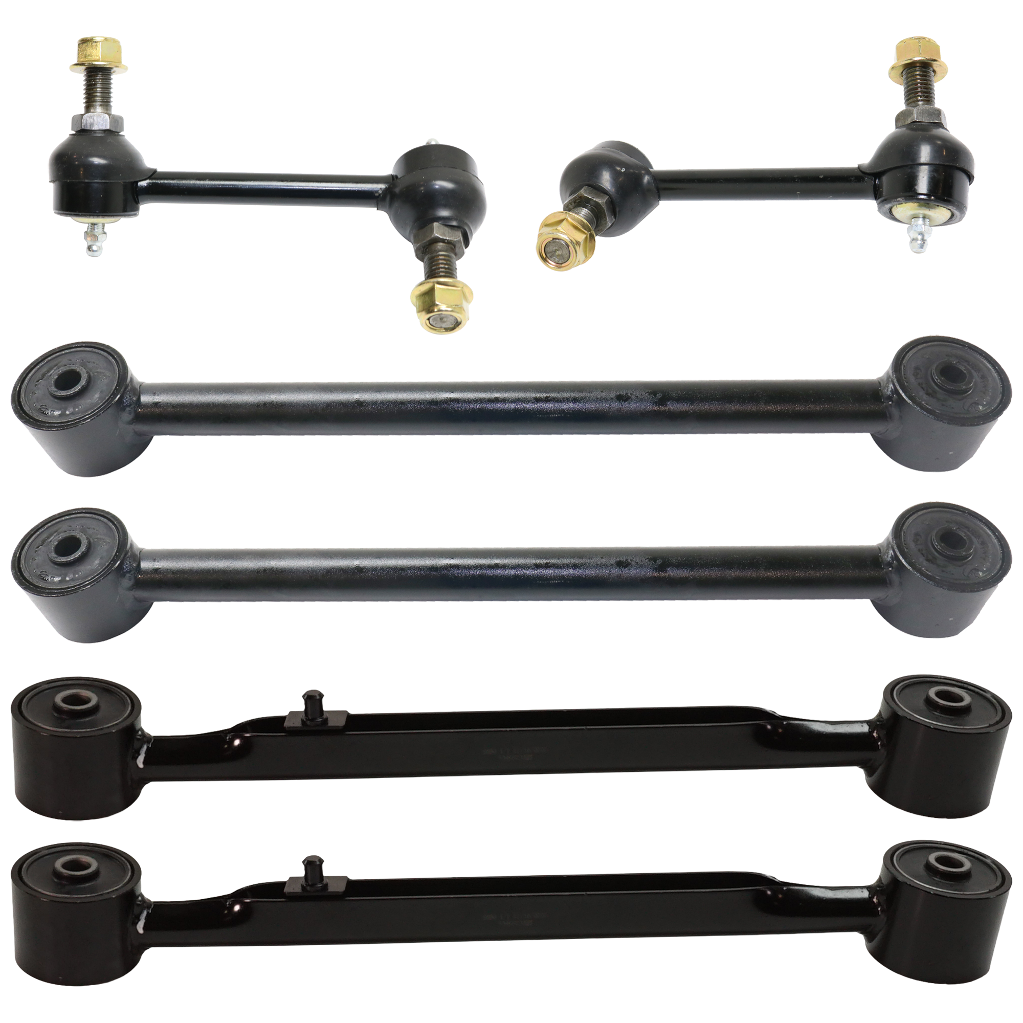 AM TRAILBLAZER ENVOY 02-09 REAR CONTROL ARM Upper and Lower 6 pc kit w Auto Level Control with Sway Bar Link SKU KIT 051024 C116 OEM 150-698-381-506-984-000-000-000-000