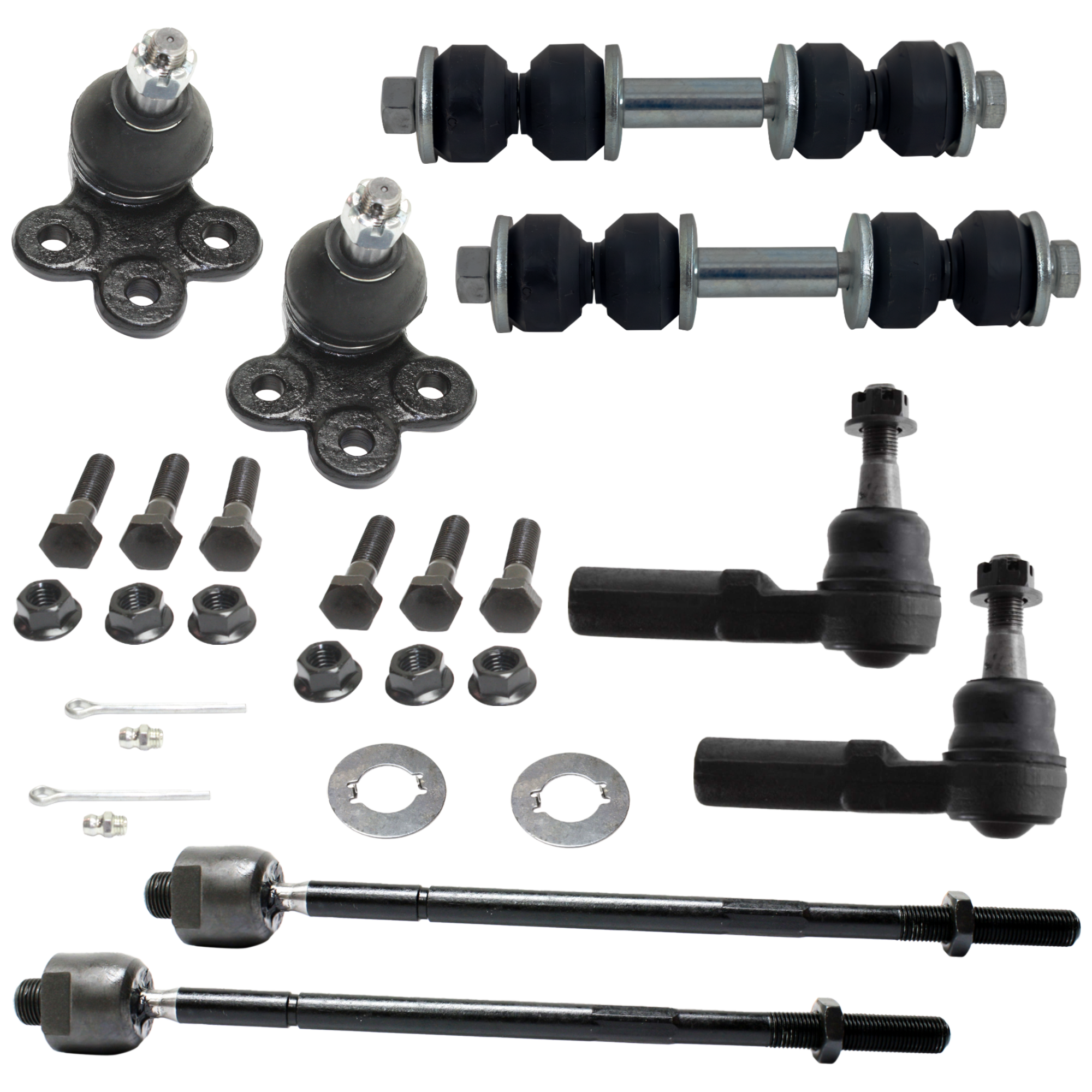 AM PARK AVENUE 97-05 LESABRE 00-05 FRONT BALL JOINT RH AND LH Lower 8 pc kit with Sway Bar Link and Tie Rod End SKU KIT 051024 C118 OEM 2601597-5051324-19144074-25