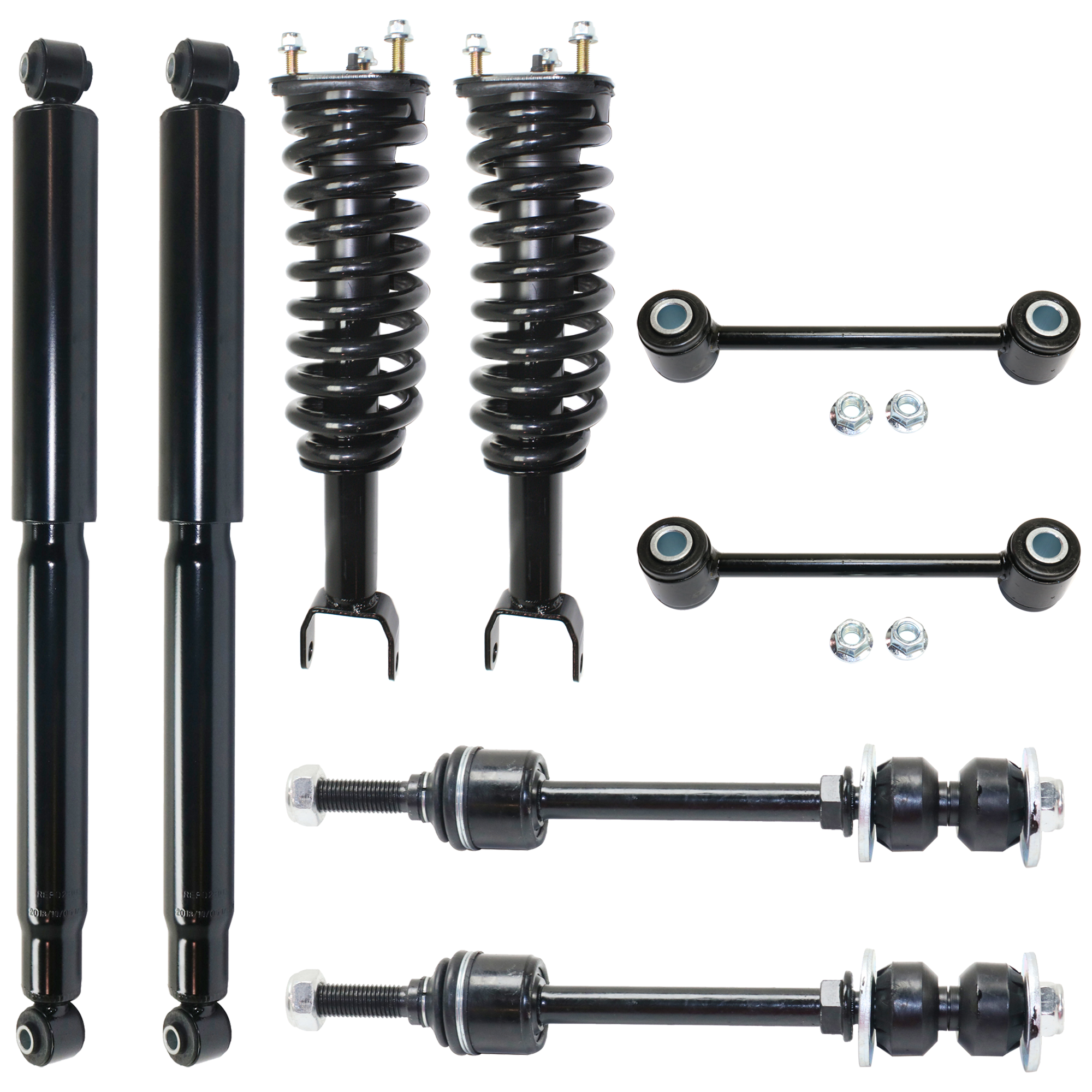 AM RAIDER 06-09 FRONT SHOCK AND FULLY LOADED STRUT RH AND LH 8 pc kit Gas Charged Twin Tube with Sway Bar Link SKU KIT 051024 C125 OEM 4883055-4883055AB 68020856AB 5