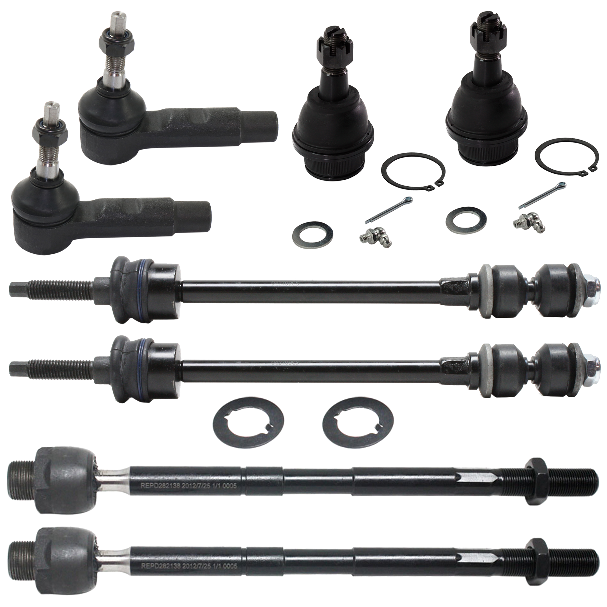 AM RAM 1500-02-05 FRONT TIE ROD END RH AND LH Inner and Outer 8 pc kit with Ball Joint and Sway Bar Link SKU KIT 051024 C147 OEM 2693177-4011840-4011840B 45A08