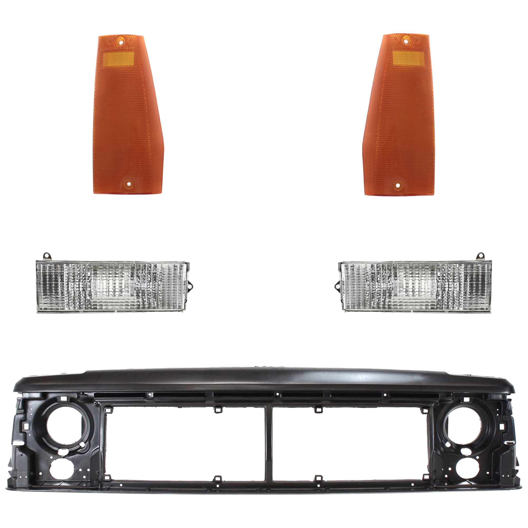 AM CHEROKEE 96-96 COMANCHE 92-92 HEADER PANEL 5 pc Kit Adhesive Letter Type Thermoplastic with Side Marker and Turn Signal Light SKU KIT 051024 C54 Partslink CH1220107 CH2550113 CH2551113 CH2531101 CH2530101 OEM 55294926-56000111-56000110-560