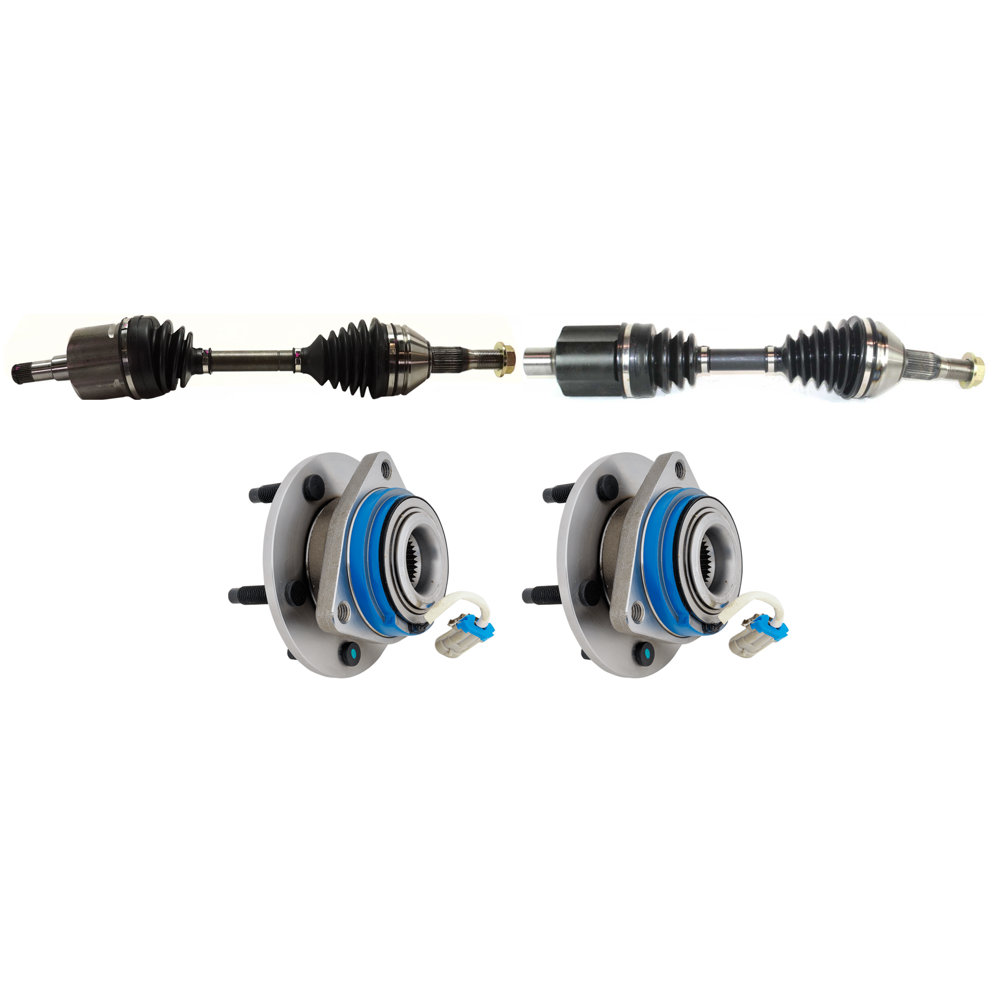 AM CENTURY 02-02 REGAL 01-01 FRONT CV AXLE ASSEMBLY RH AND LH 4 pc kit with Wheel Hub SKU KIT 051024 C56 OEM 12429204