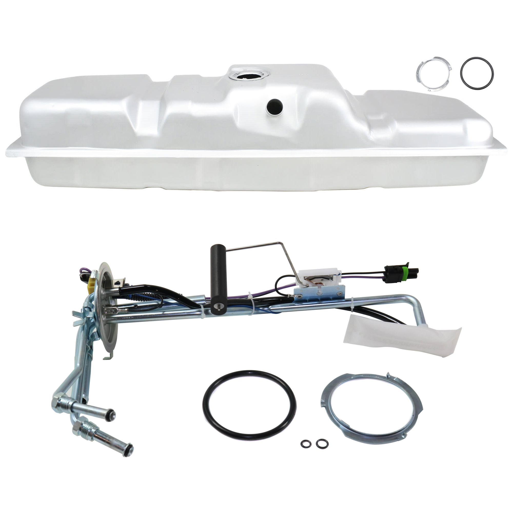 AM C K FULL SIZE PICKUP 97-00 FUEL TANK 2 pc kit Mounts Ahead of Rear Axle Long Bed 34 Gal. with Fuel Sending Unit SKU KIT 051024 C57 OEM 15017934-25028613