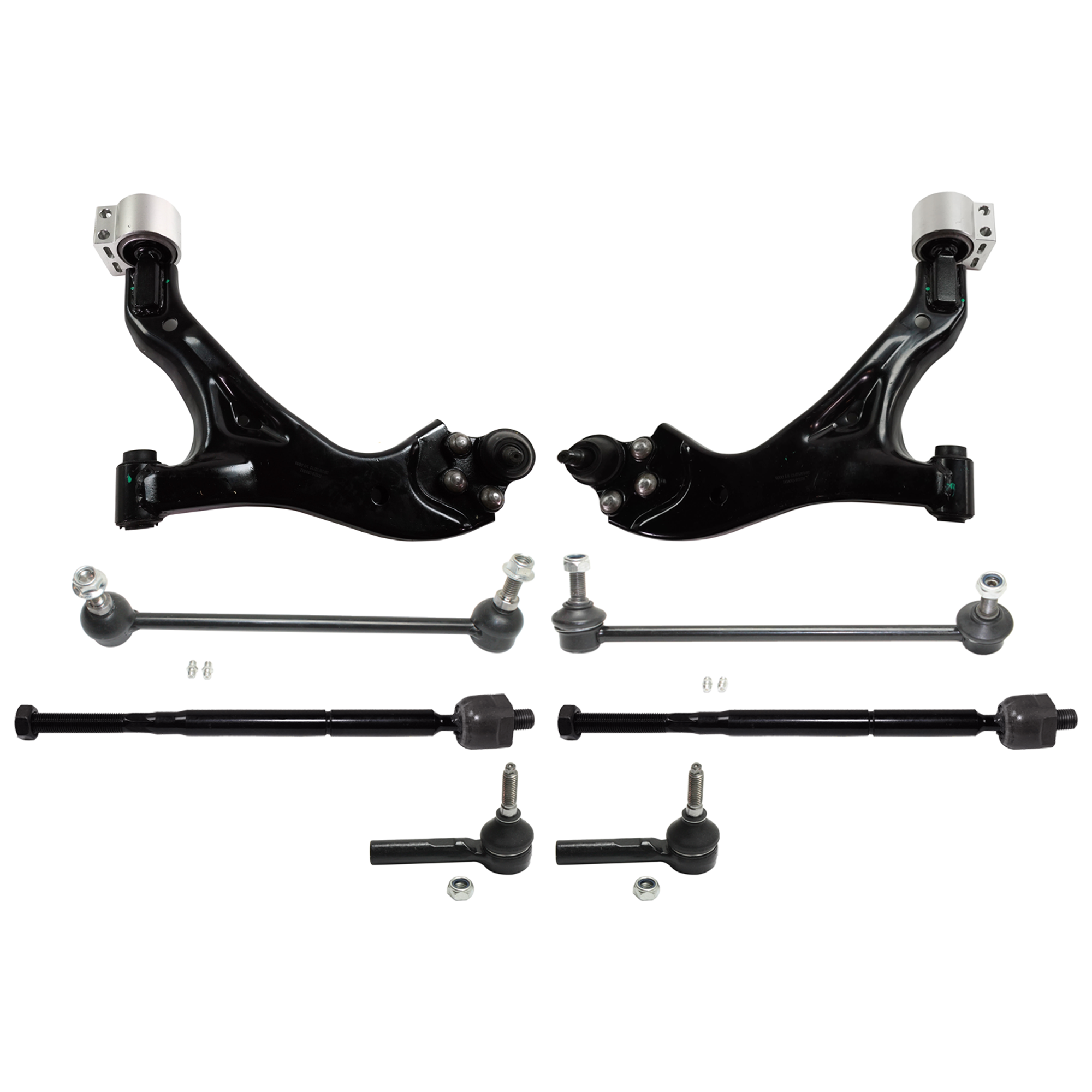 AM EQUINOX 05-07 TORRENT 06-07 FRONT CONTROL ARM RH AND LH Lower 8 pc kit with Sway Bar Link and Tie Rod End SKU KIT 051024 C63 OEM 1880461-2651715-5451506-151