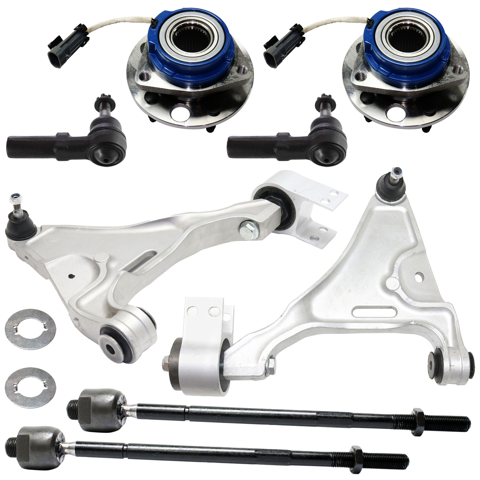 AM LUCERNE DTS 06-11 FRONT CONTROL ARM RH AND LH 10 pc kit with Sway Bar Link Tie Rod End and Wheel Hub SKU KIT 051024 C75 OEM 15939599-15939600-684011-26
