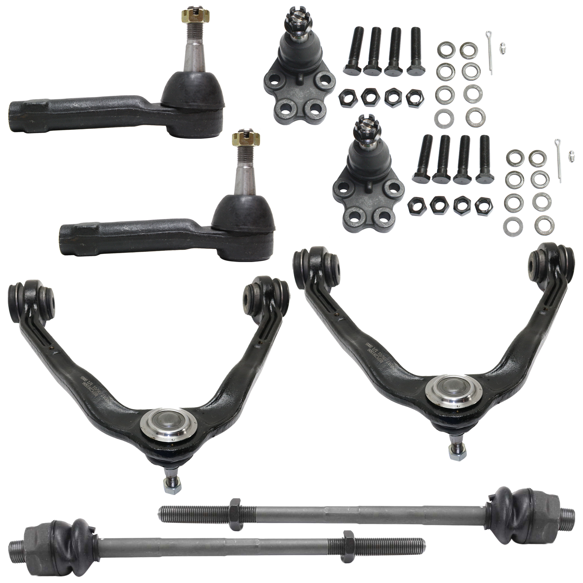 AM SILVERADO 1500 SIERRA 1500-99-07 FRONT CONTROL ARM Upper 10 pc kit with Ball Joint Sway Bar Link and Tie Rod End SKU KIT 051024 C83 OEM 12475485-15047200-15864153
