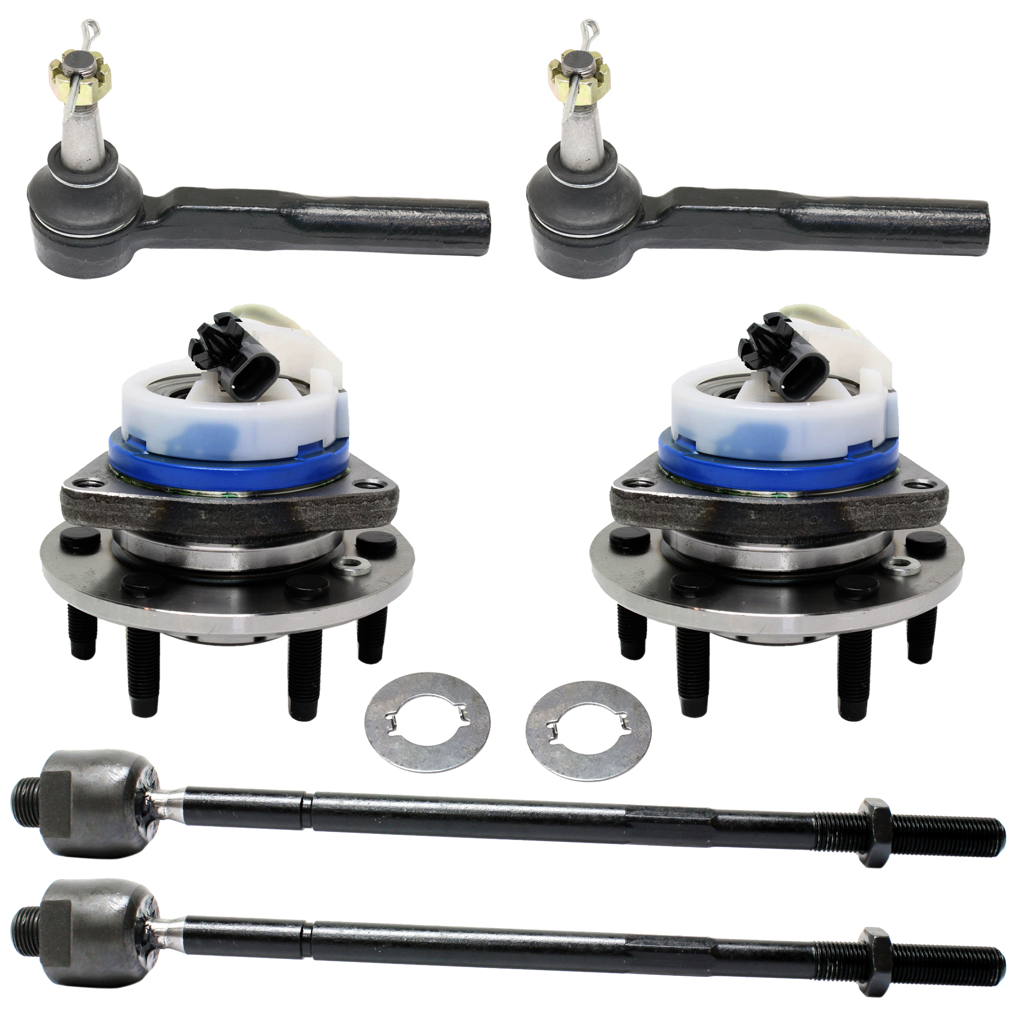 AM UPLANDER MONTANA 06-09 FRONT WHEEL HUB RH AND LH 6 pc kit 6 Studs 6 x 4.53 in. Bolt Pattern with Tie Rod End SKU KIT 051024 C88 OEM 25999685-382504-382509-2695140