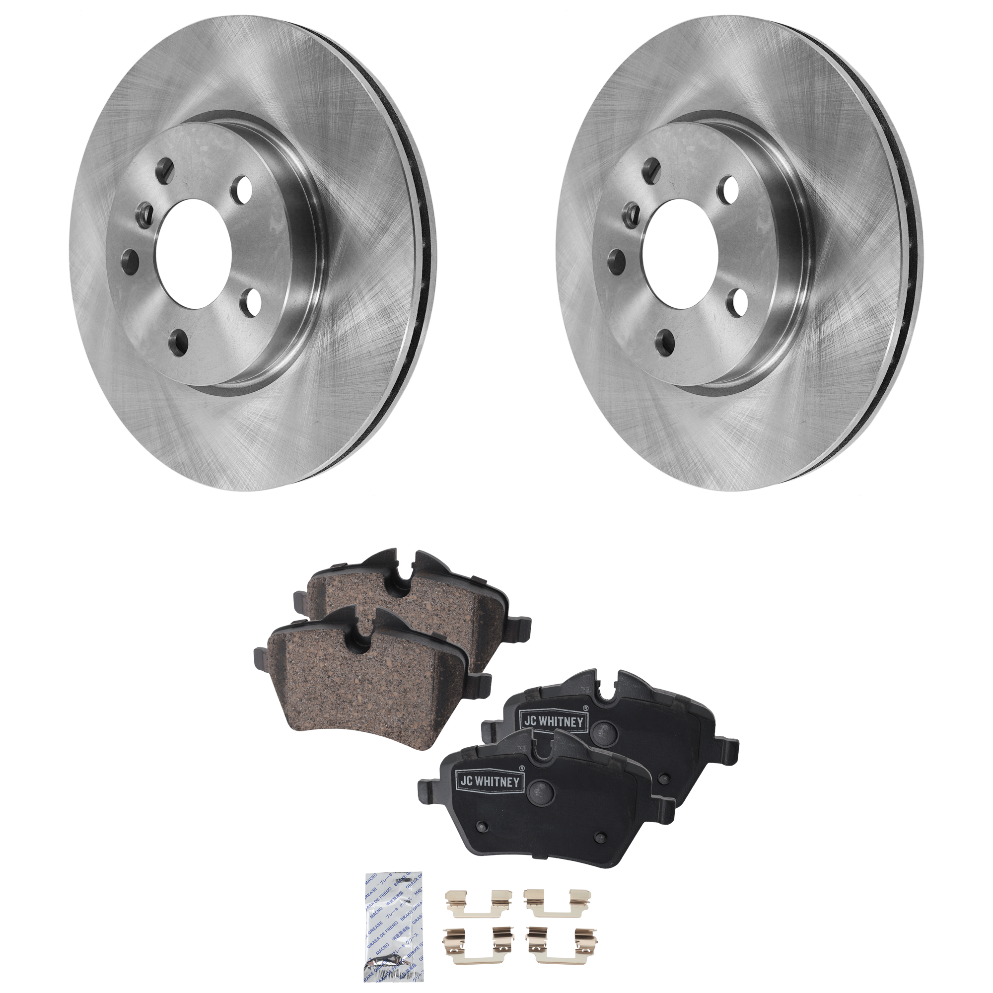 AM COOPER 14-15 FRONT BRAKE DISC AND PAD KIT 2 Wheel Set SKU KIT 051223-110 OEM 34116866297-34116770251-341167