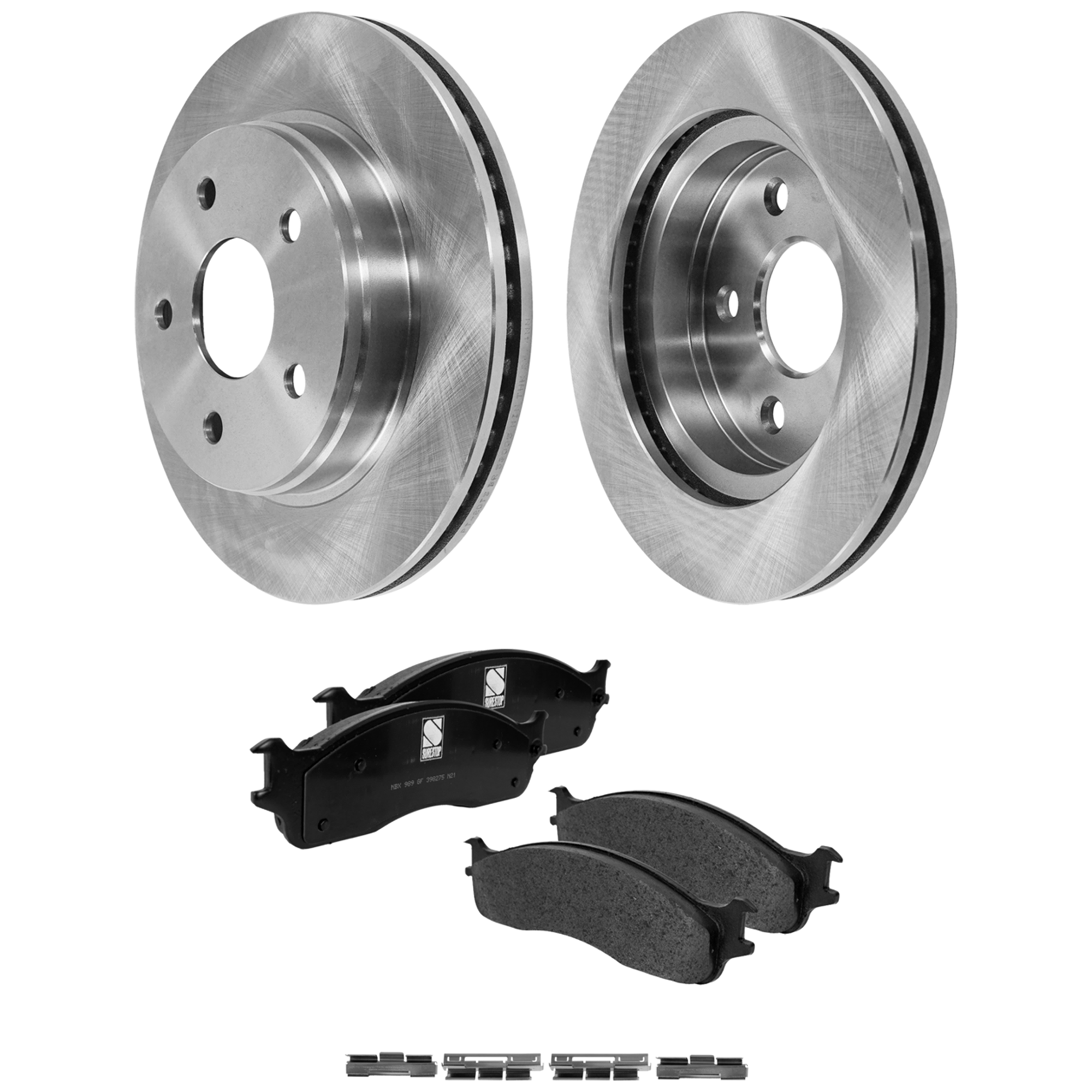 AM RAM 1500-06-08 FRONT BRAKE DISC AND PAD KIT 4 pc Kit SKU KIT 051223-18 OEM 52010080AA 52010080AE 5093267A