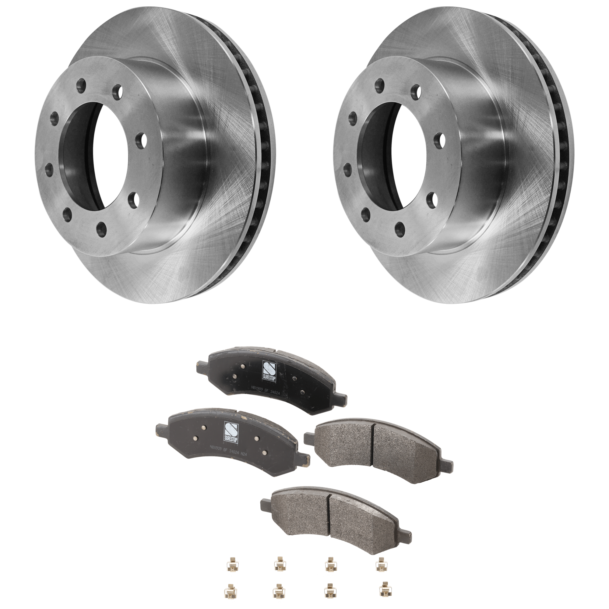 AM RAM 1500-06-08 FRONT BRAKE DISC AND PAD KIT 2 Wheel Set SKU KIT 051223-20 OEM 52121050AA 152121050AA 5143350