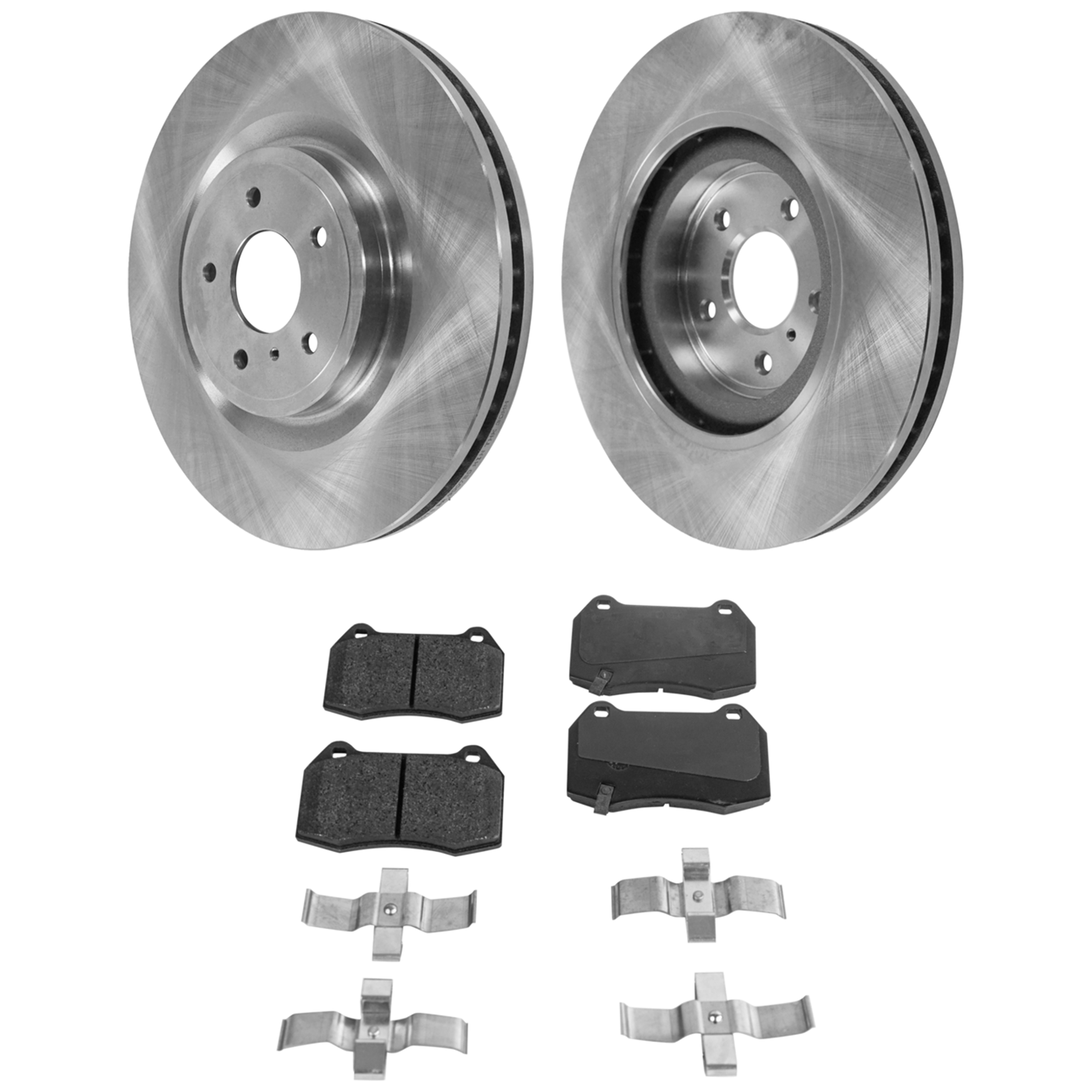 AM 350Z 09-09 FRONT BRAKE DISC AND PAD KIT 2 Wheel Set Plain Surface 5 Lugs Cast Iron Non Asbestos Organic SKU KIT 051223-36 OEM 40206JL00A 41060CD026-41060CD0