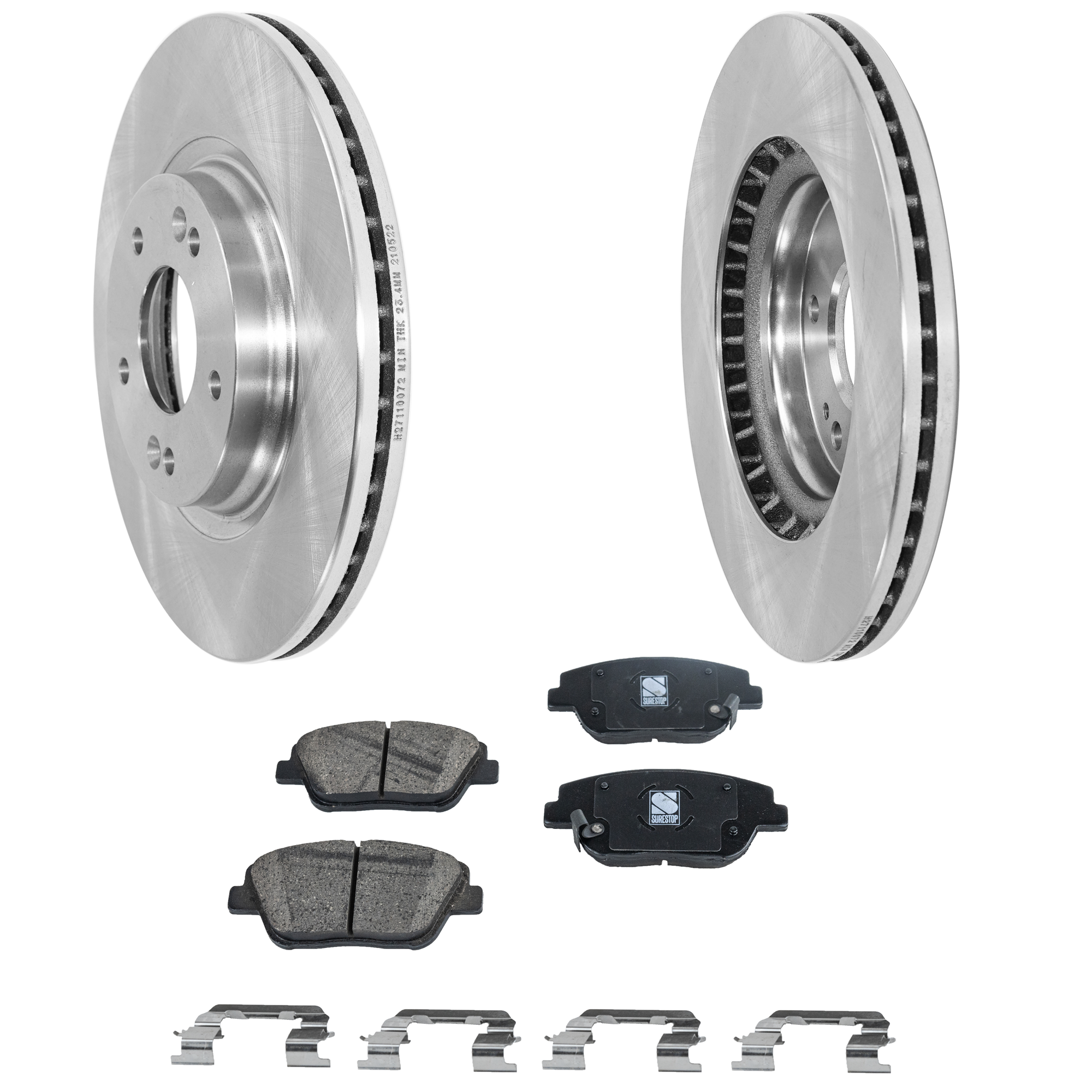 AM OPTIMA 16-16 FRONT BRAKE DISC AND PAD KIT 4 pc Kit Plain Surface 5 Lugs Ceramic SKU KIT 051223-76 OEM 51712C2000-581013QA10-581013QA
