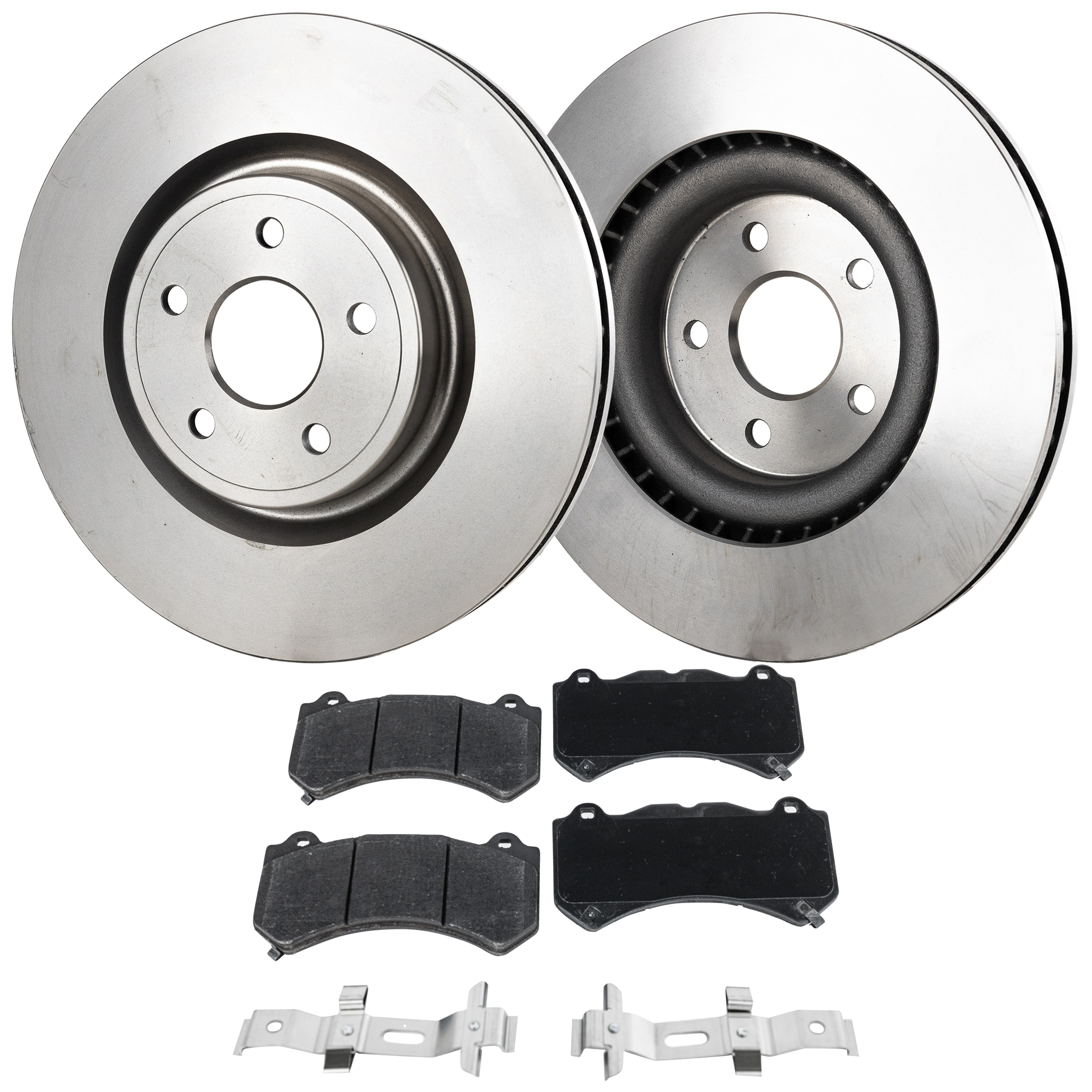 AM GRAND CHEROKEE 14-20 DURANGO 18-20 FRONT BRAKE DISC AND PAD KIT 2 Wheel Set Plain Surface 5 Lugs Ceramic SKU KIT 051223-77 OEM 12158010-43181-63203-850325-60