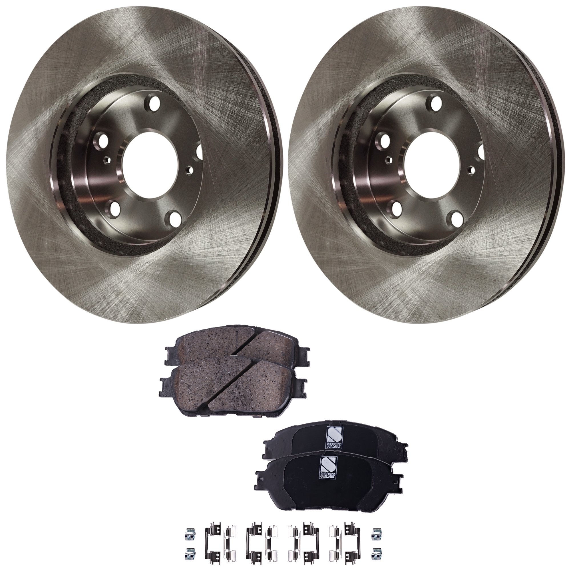 AM CAMRY 05-05 FRONT BRAKE DISC AND PAD KIT 2 Wheel Set Plain Surface 5 Lugs Ceramic SKU KIT 051223-81 OEM 4351233070-0446533270-04465332