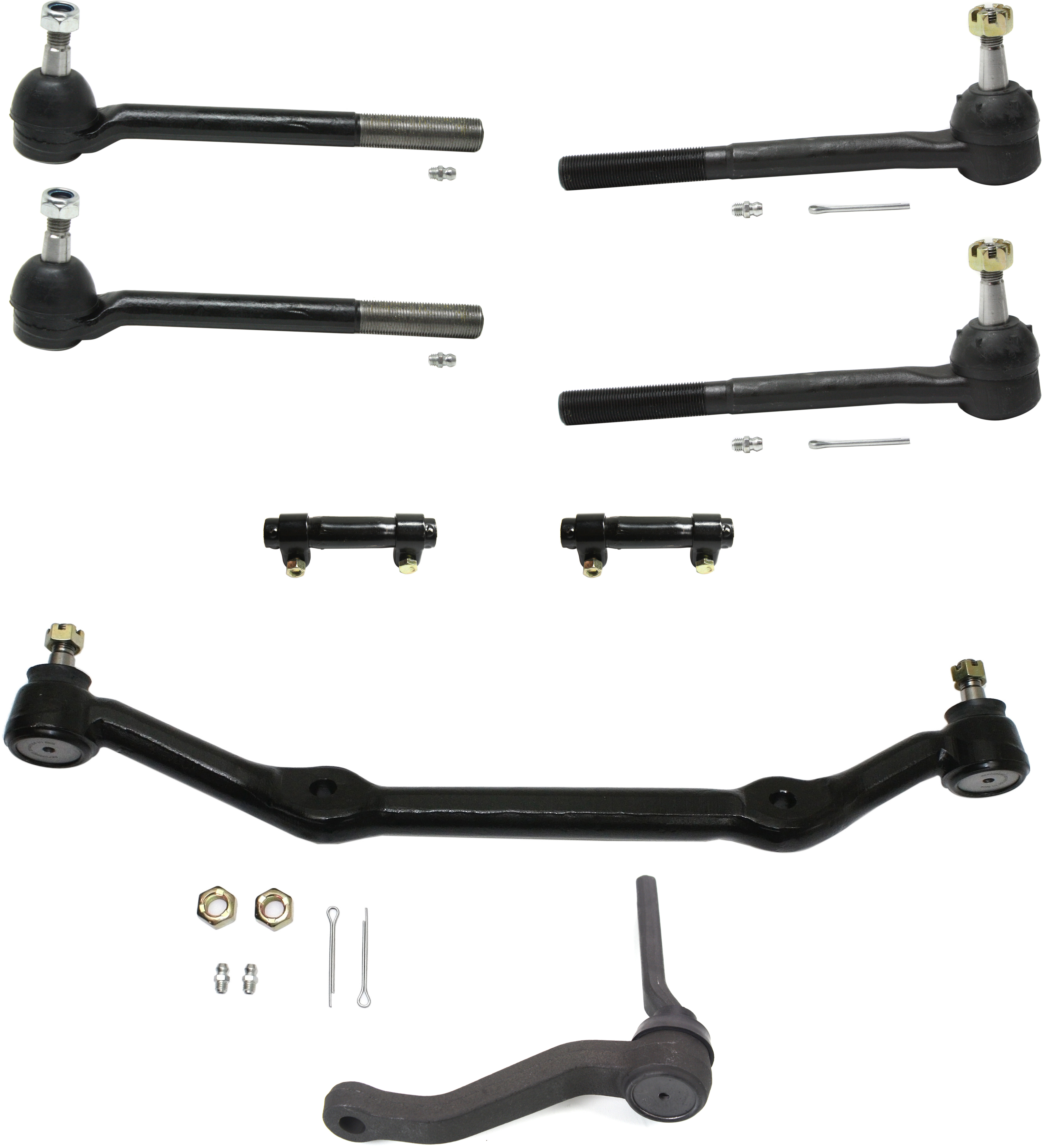 AM BLAZER 96-05 S10 SONOMA 96-03 FRONT SUSPENSION KIT 8 pc Kit with Center Link Idler Arm Tie Rod Adjusting Sleeves and Tie Rod Ends SKU KIT 051414-23 OEM 346322-1386001-2721591-4351065