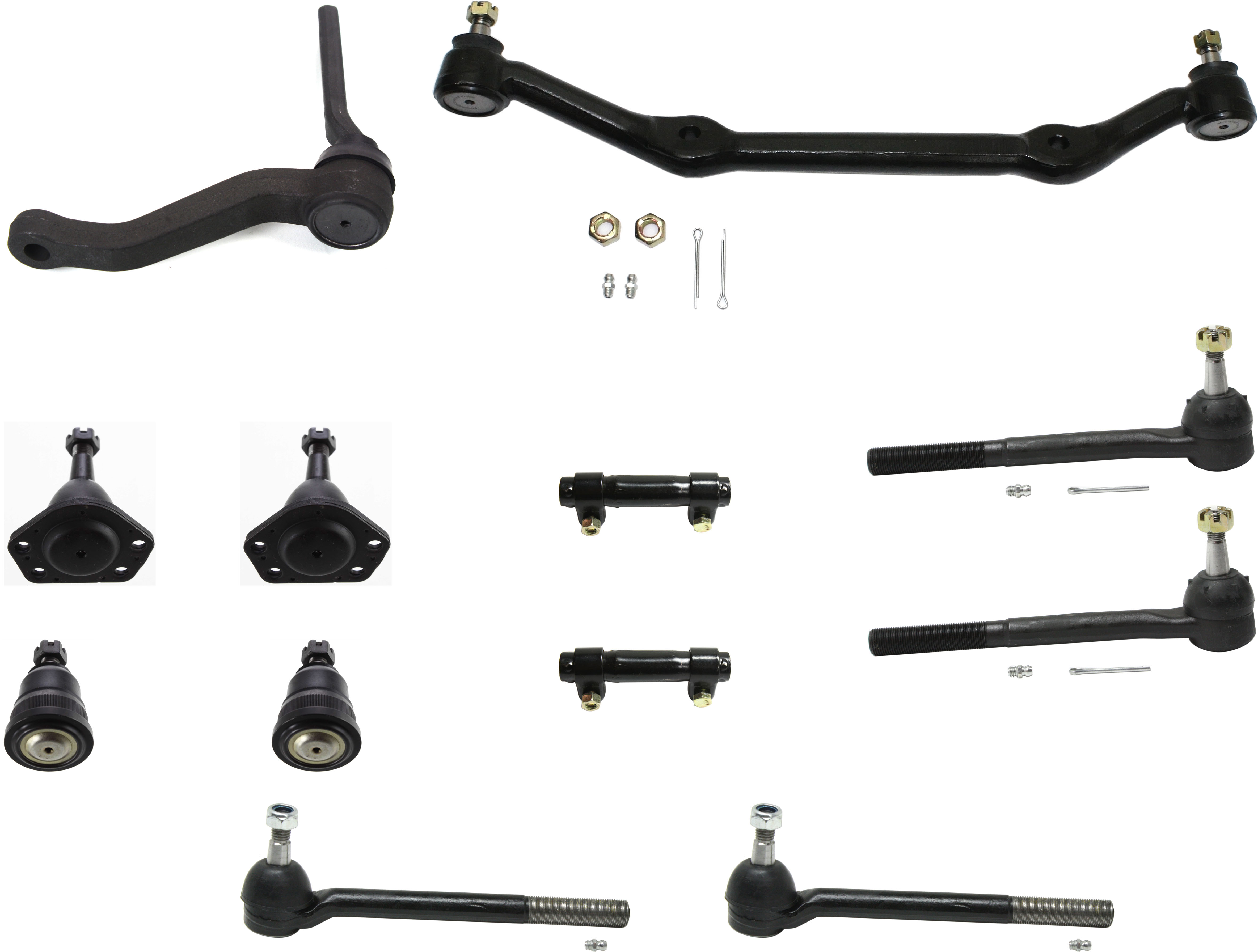 AM BLAZER 96-05 S10 SONOMA 96-03 FRONT SUSPENSION KIT 12 pc Kit with Ball Joints Center Link Idler Arm Tie Rod Adjusting Sleeves and Tie Rod Ends SKU KIT 051414-24 OEM 10277-282009-282032-305153