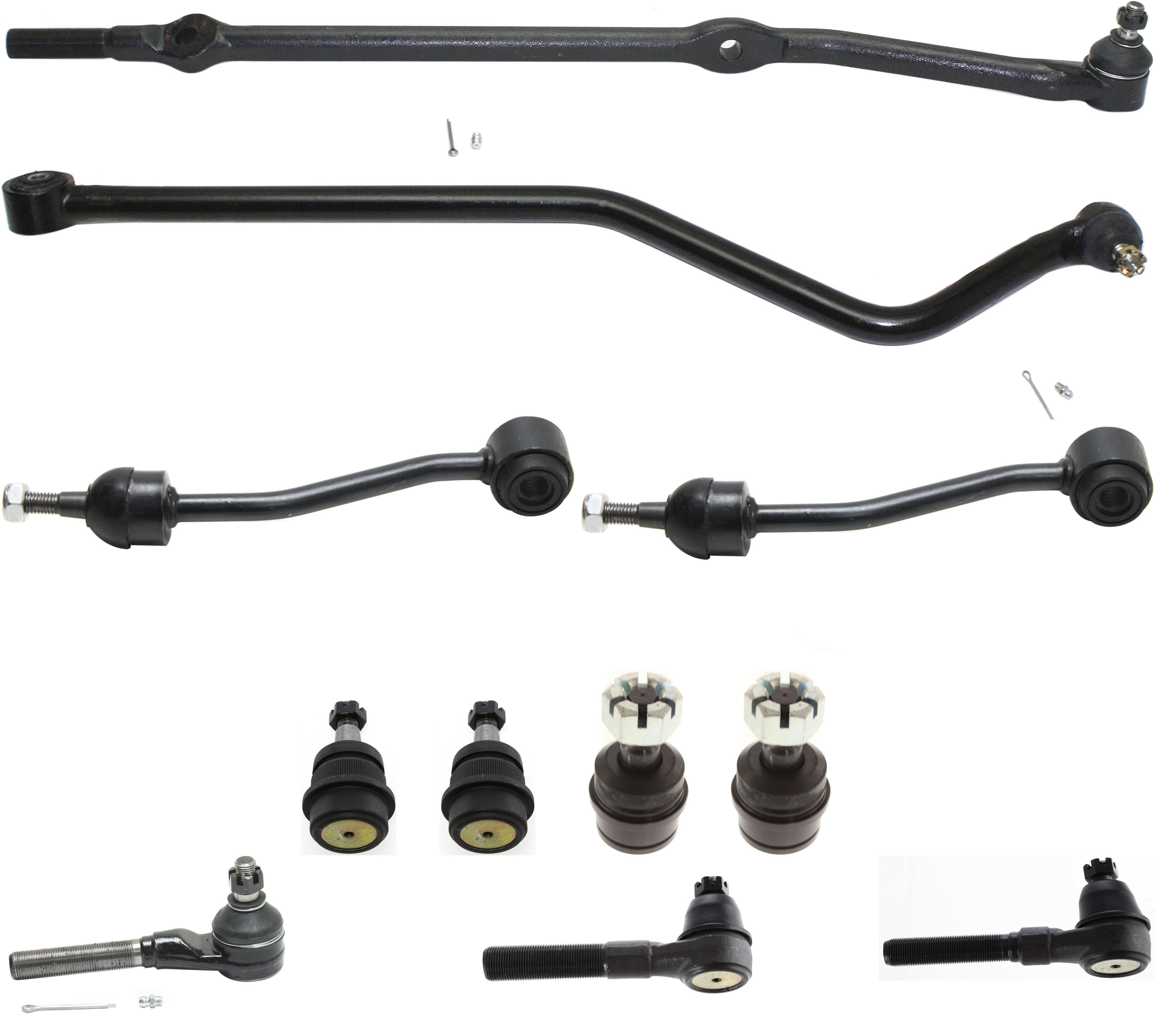 AM WRANGLER 97-06 FRONT SUSPENSION KIT 11 pc kit with Track Bar Sway Bar Links Ball Joints and Tie Rod Ends SKU KIT 051414-29 OEM 10459-46D2117A 83500202AB B316