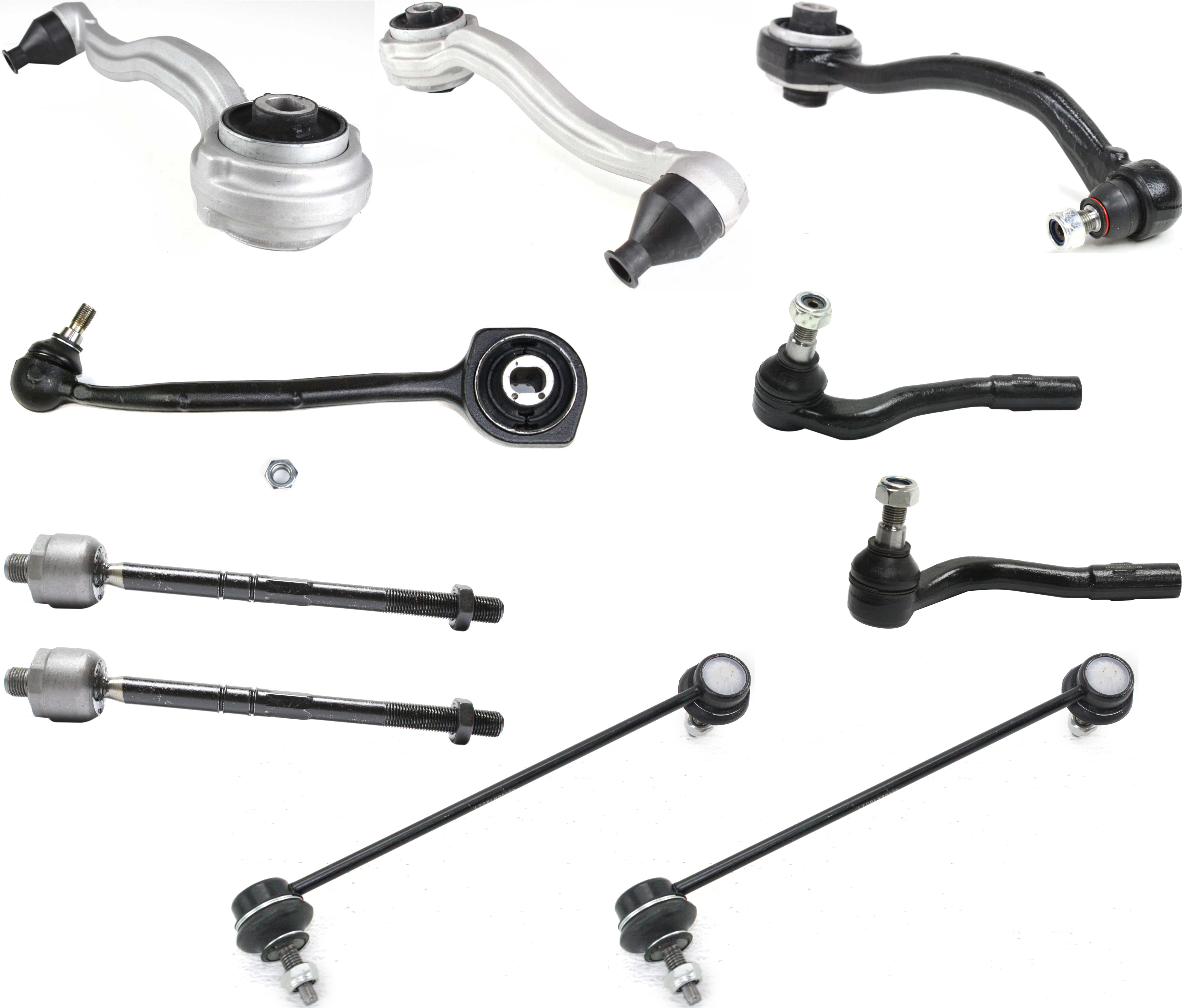 AM C CLASS 01-07 CLK CLASS 03-09 FRONT CONTROL ARM KIT RH AND LH Lower Frontward and Rearward w ball joint s 10 pc Kit with Sway Bar Link and Tie Rod End SKU KIT 051614-01 OEM 2033303311-2033303411-20333020