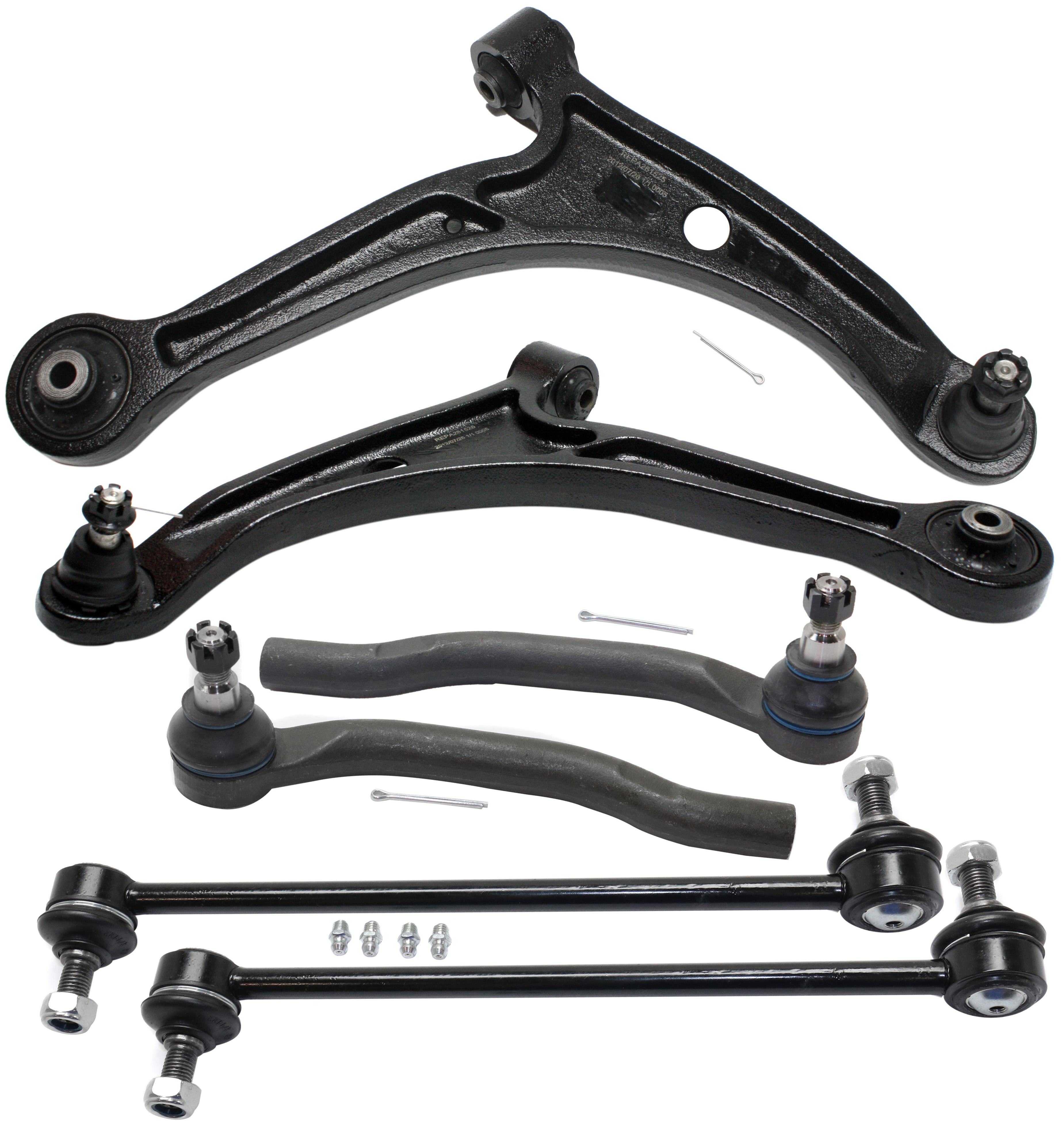 AM MDX 06-06 PILOT 06-08 FRONT CONTROL ARM KIT RH AND LH Lower w ball joint s 6 pc Kit with Sway Bar Link and Tie Rod End SKU KIT 051618-06 OEM 51360S3VA01-51360S3VA03-51360S
