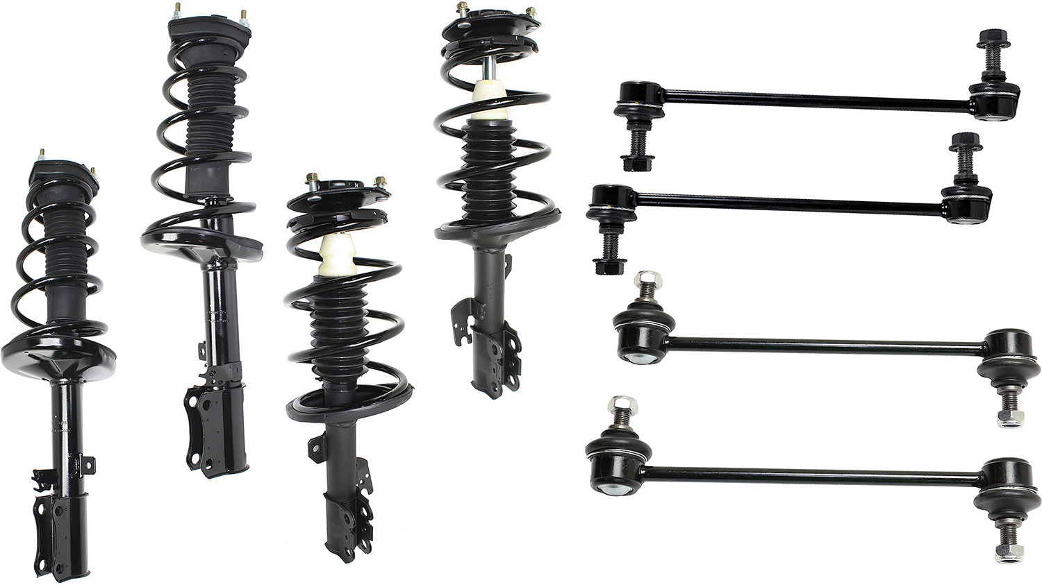 AM ES300 CAMRY 02-03 FRONT AND REAR SUSPENSION KIT RH AND LH 8 pc kit with Loaded Struts and Sway Bar Links SKU KIT 051618-17 OEM 814242-4854039395 ST8627L L