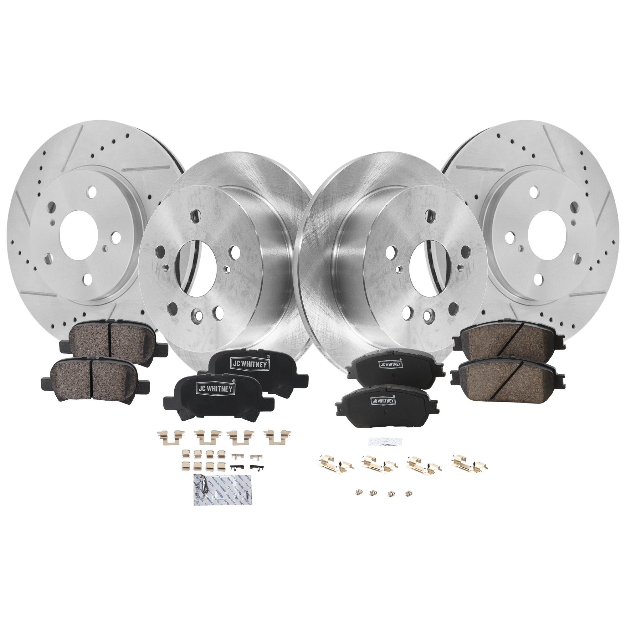 AM AVALON 05-07 CAMRY 06-06 FRONT AND REAR BRAKE DISC AND PAD KIT 4 Wheel Set SKU KIT 051626-134 OEM 4243133100-4243106050-42431060