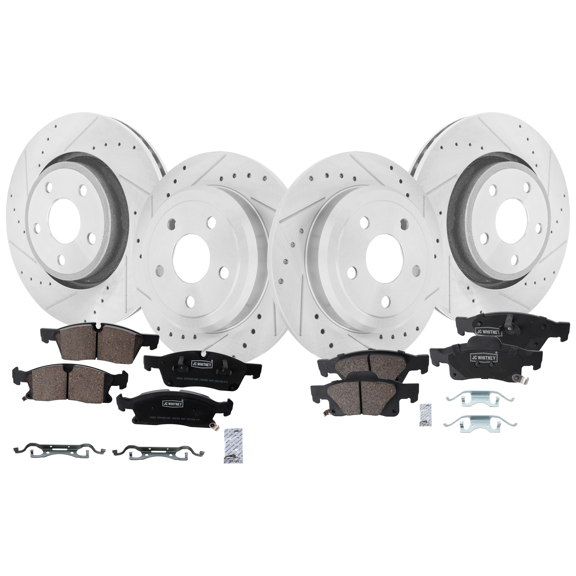 AM DURANGO GRAND CHEROKEE 11-16 FRONT AND REAR BRAKE DISC AND PAD KIT 4 Wheel Set SKU KIT 051626-22 OEM 43178-53061-850237-60042004-53