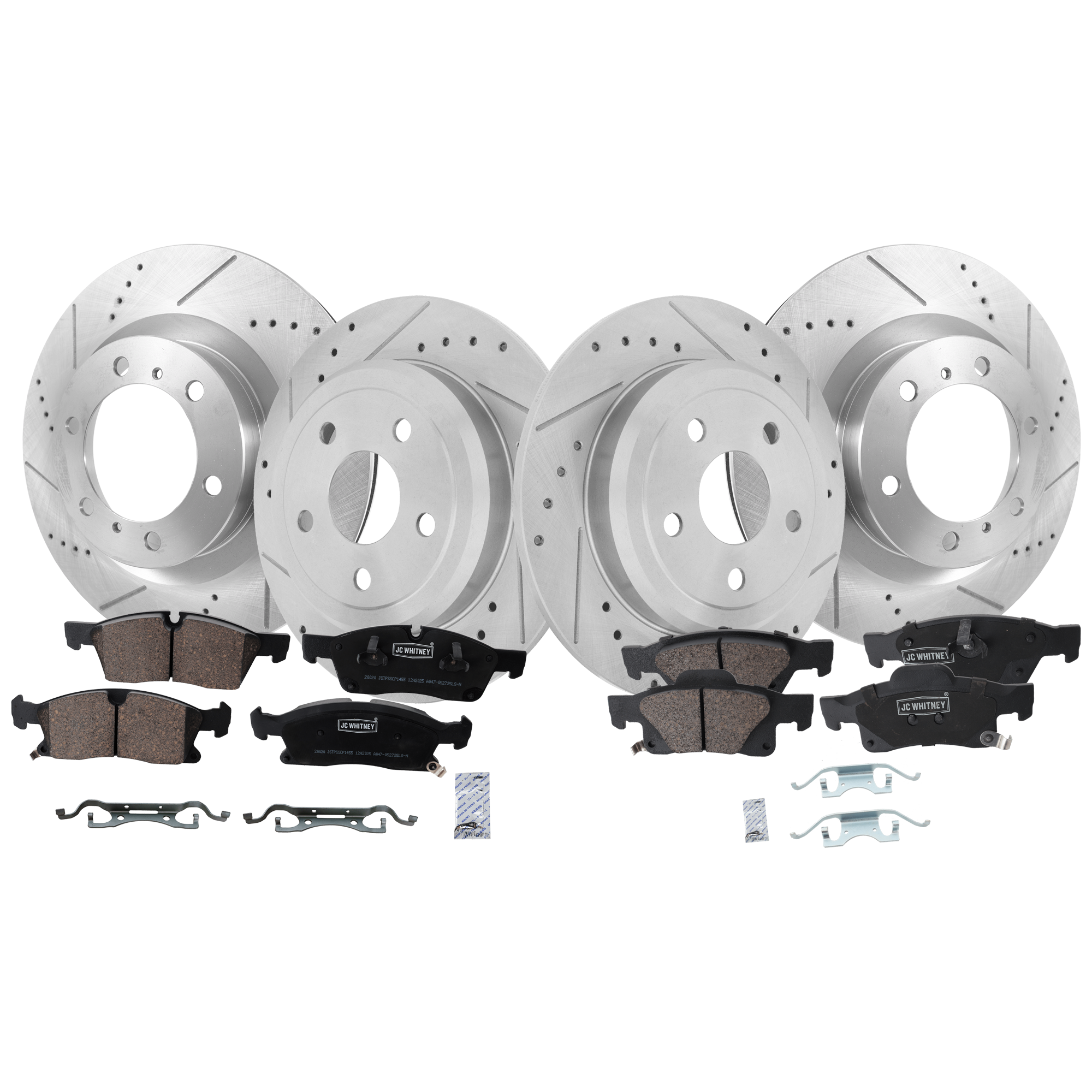 AM DURANGO GRAND CHEROKEE 11-16 FRONT AND REAR BRAKE DISC AND PAD KIT 4 Wheel Set SKU KIT 051626-24 OEM 43178-53061-850237-60042004-53