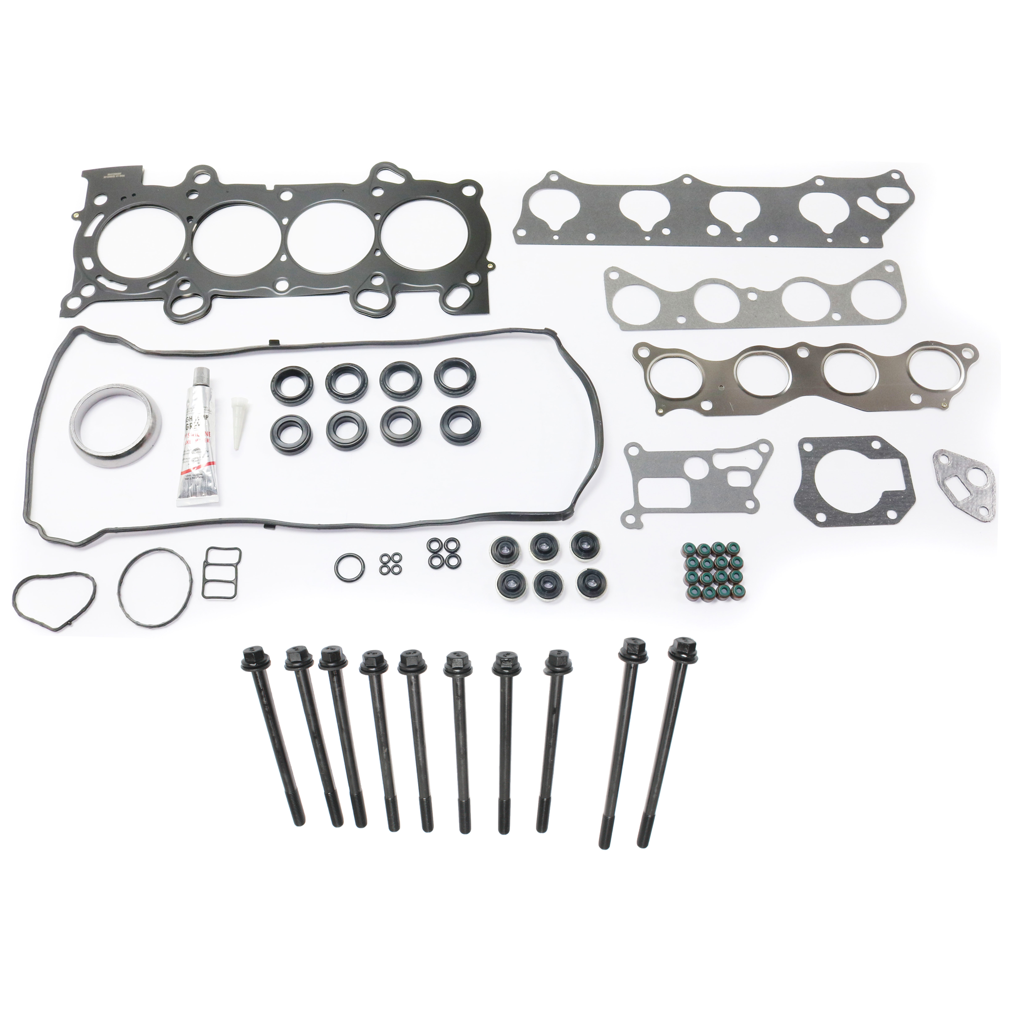 AM ACCORD 03-05 ELEMENT 03-06 HEAD GASKET SET 11 pc Kit 4 Cyl 2.4L Engine w Cylinder Head Bolt Cylinder Head Gasket SKU KIT 051718-07 OEM 90006PR4A01