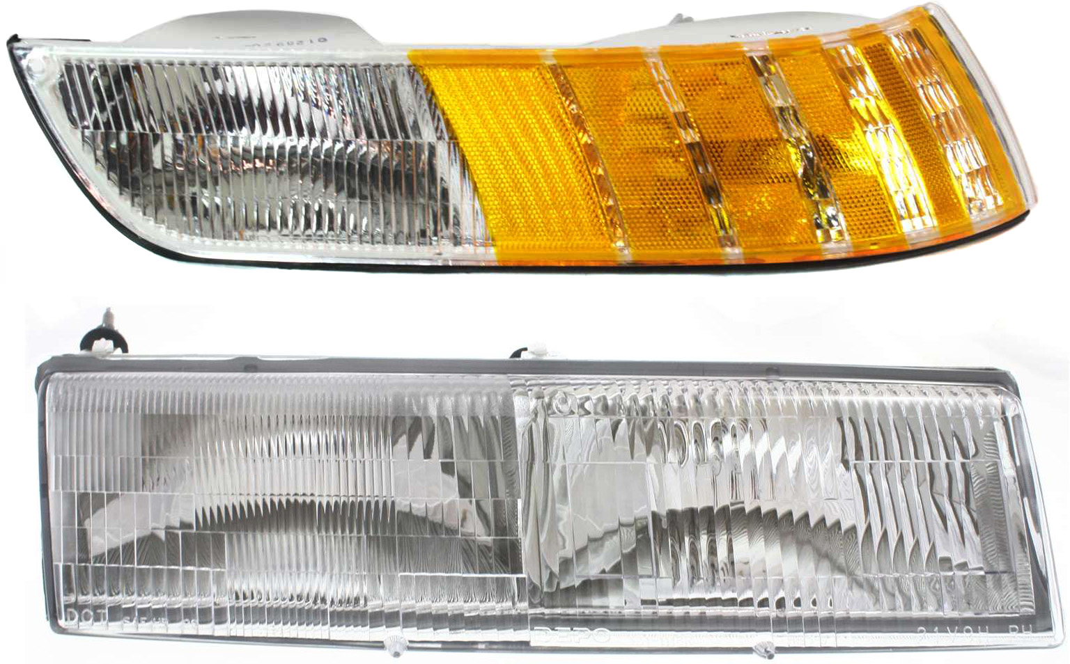 AM GRAND MARQUIS 92-94 HEAD LAMP RH Assembly Halogen 2 pc Kit with Corner Light SKU KIT 051817-04 Partslink FO2503126 FO2551114 OEM FOWY13008A F2MY15A201C