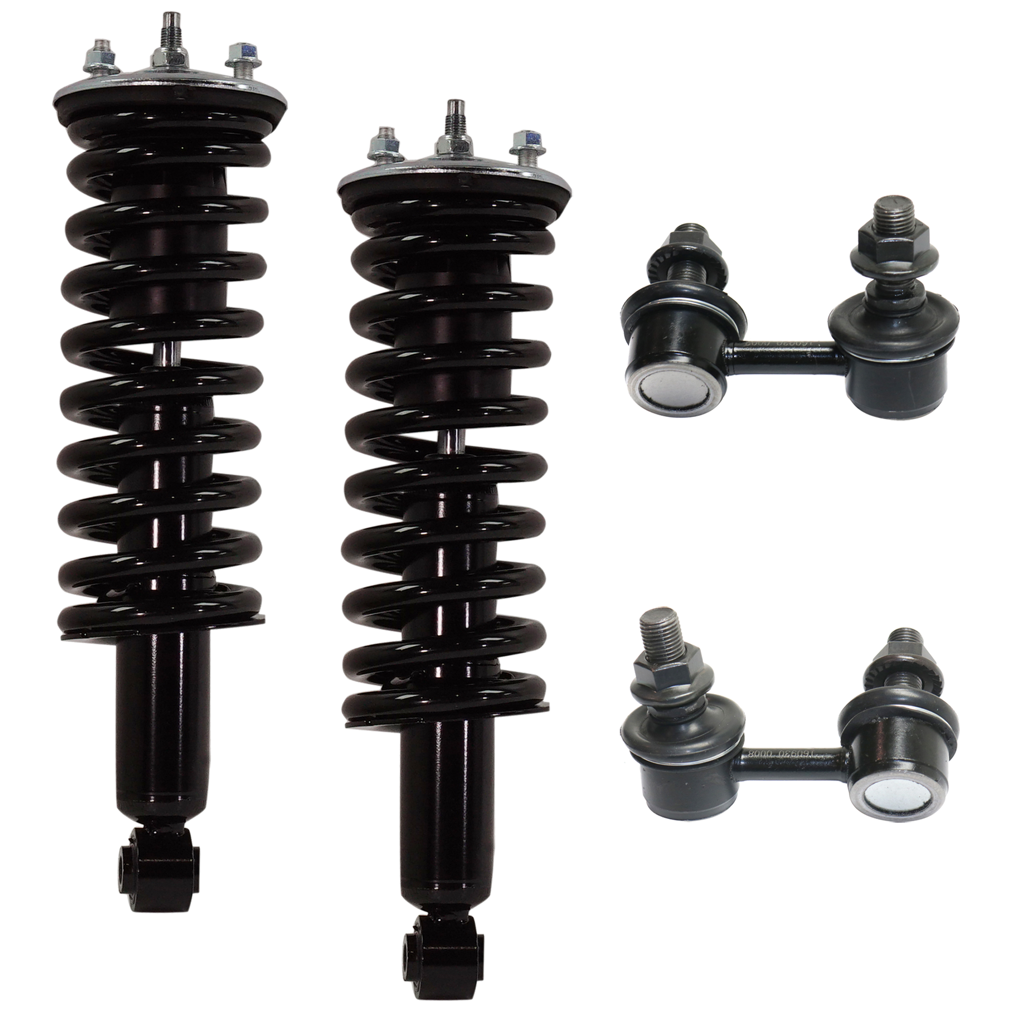 AM FRONTIER 05-19 EQUATOR 09-12 FRONT FULLY LOADED STRUT RH AND LH Gas Charged Twin tube 4 pc Kit with Sway Bar Link SKU KIT 052224-04 OEM 33NS1158-3345682-11296 SR4201