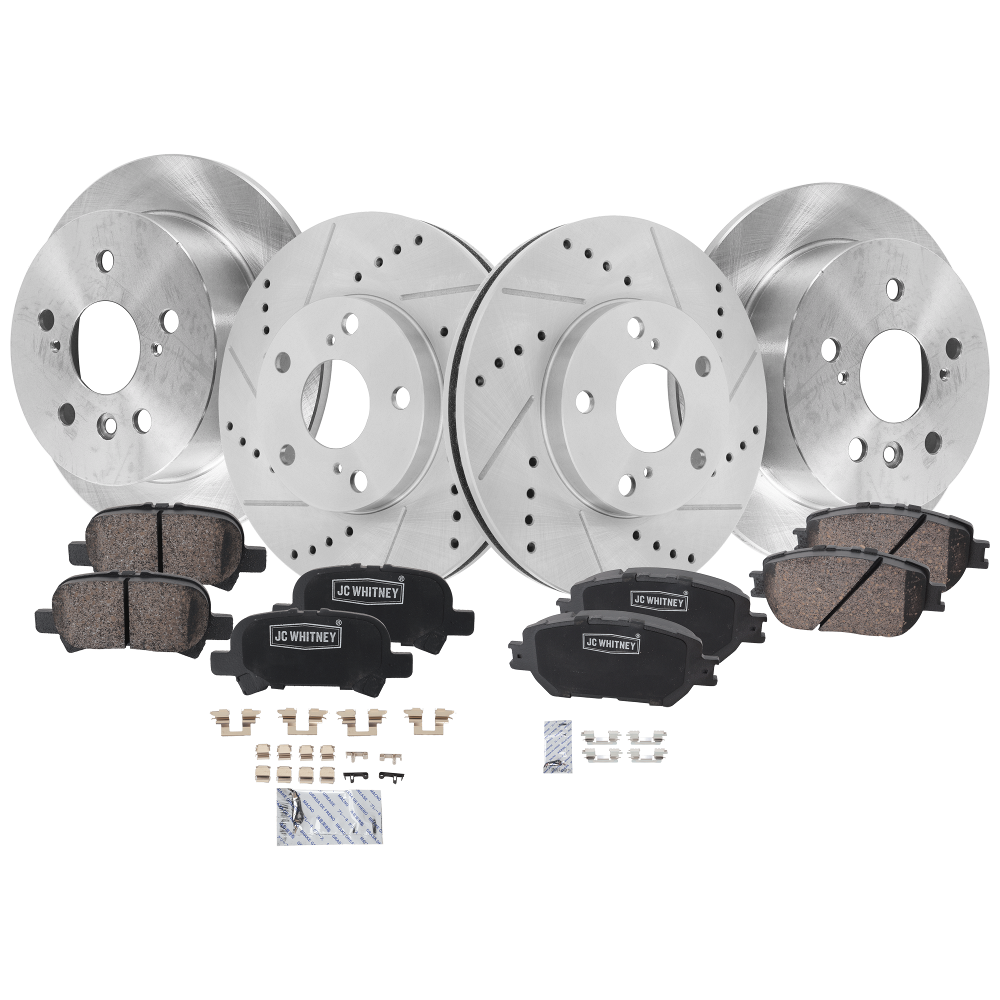 AM CAMRY 05-06 FRONT AND REAR BRAKE DISC AND PAD KIT 4 Wheel Set SKU KIT 052226-257 OEM 4243133100-4243106050-42431060