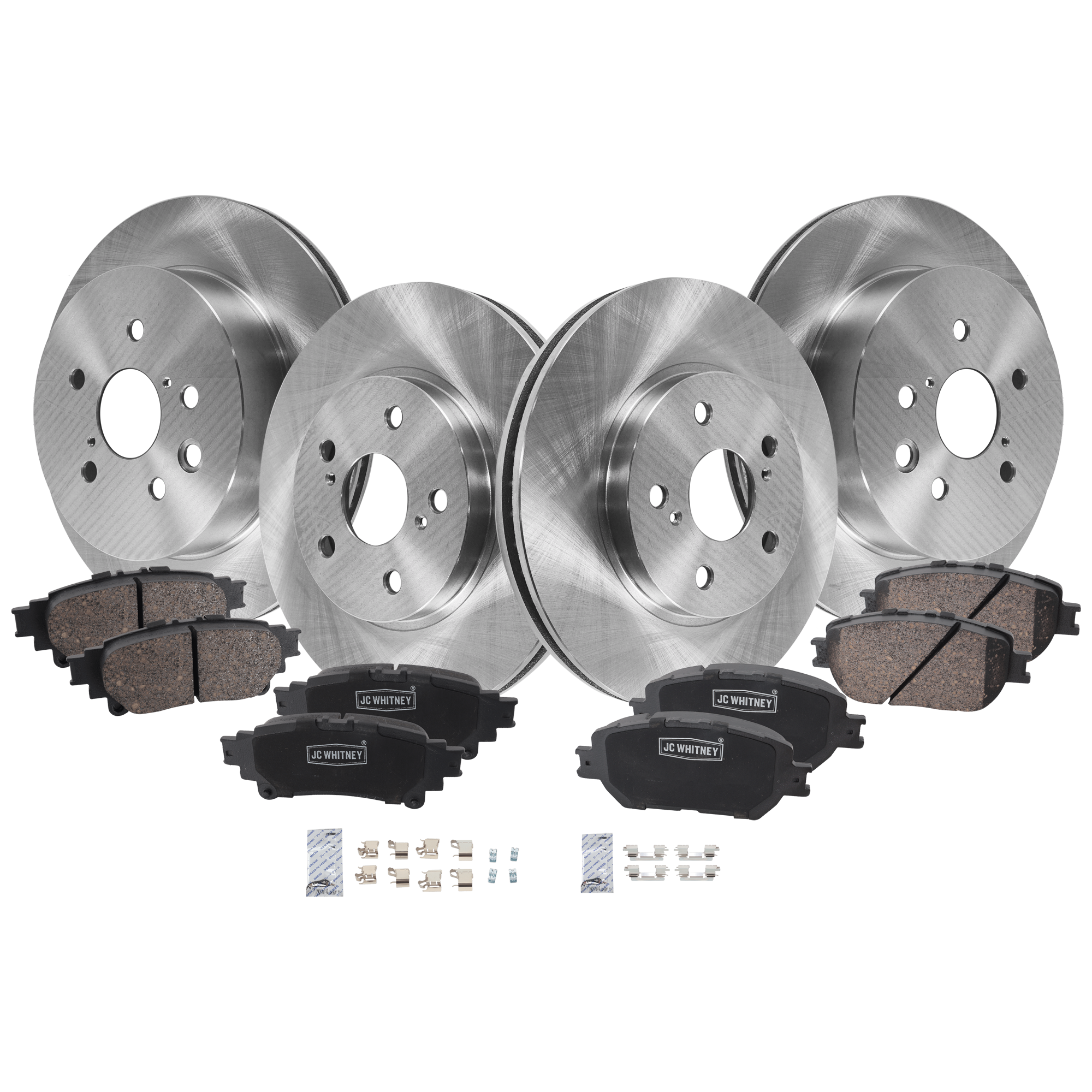 AM IS250-14-15 FRONT AND REAR BRAKE DISC AND PAD KIT 4 Wheel Set SKU KIT 052226-262 OEM 4243130290-4351233100-43512281