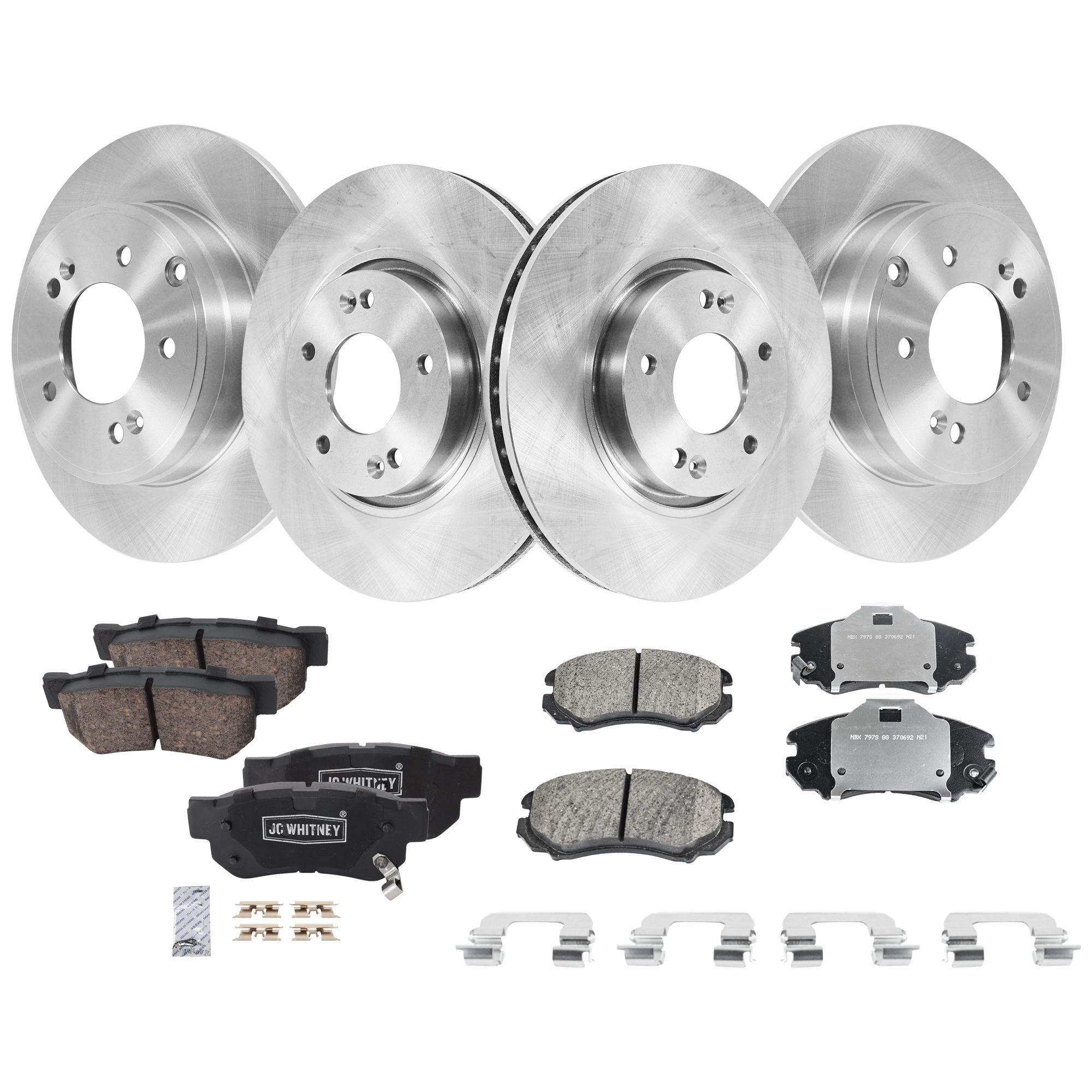 AM SONATA 05-05 FRONT AND REAR BRAKE DISC AND PAD KIT 4 Wheel Set SKU KIT 052226-374 OEM 584110A100-517123K100-583021FA