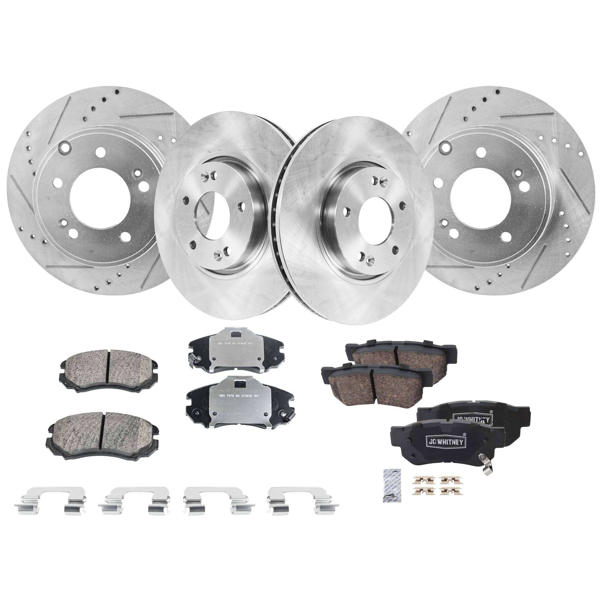 AM SONATA 05-05 FRONT AND REAR BRAKE DISC AND PAD KIT 4 Wheel Set SKU KIT 052226-375 OEM 31424-31586-44625-0833180-9804