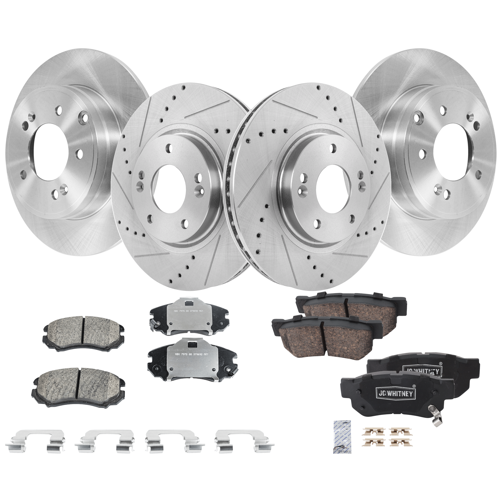 AM SONATA 05-05 FRONT AND REAR BRAKE DISC AND PAD KIT 4 Wheel Set SKU KIT 052226-376 OEM 584110A100-31427-60289-145832