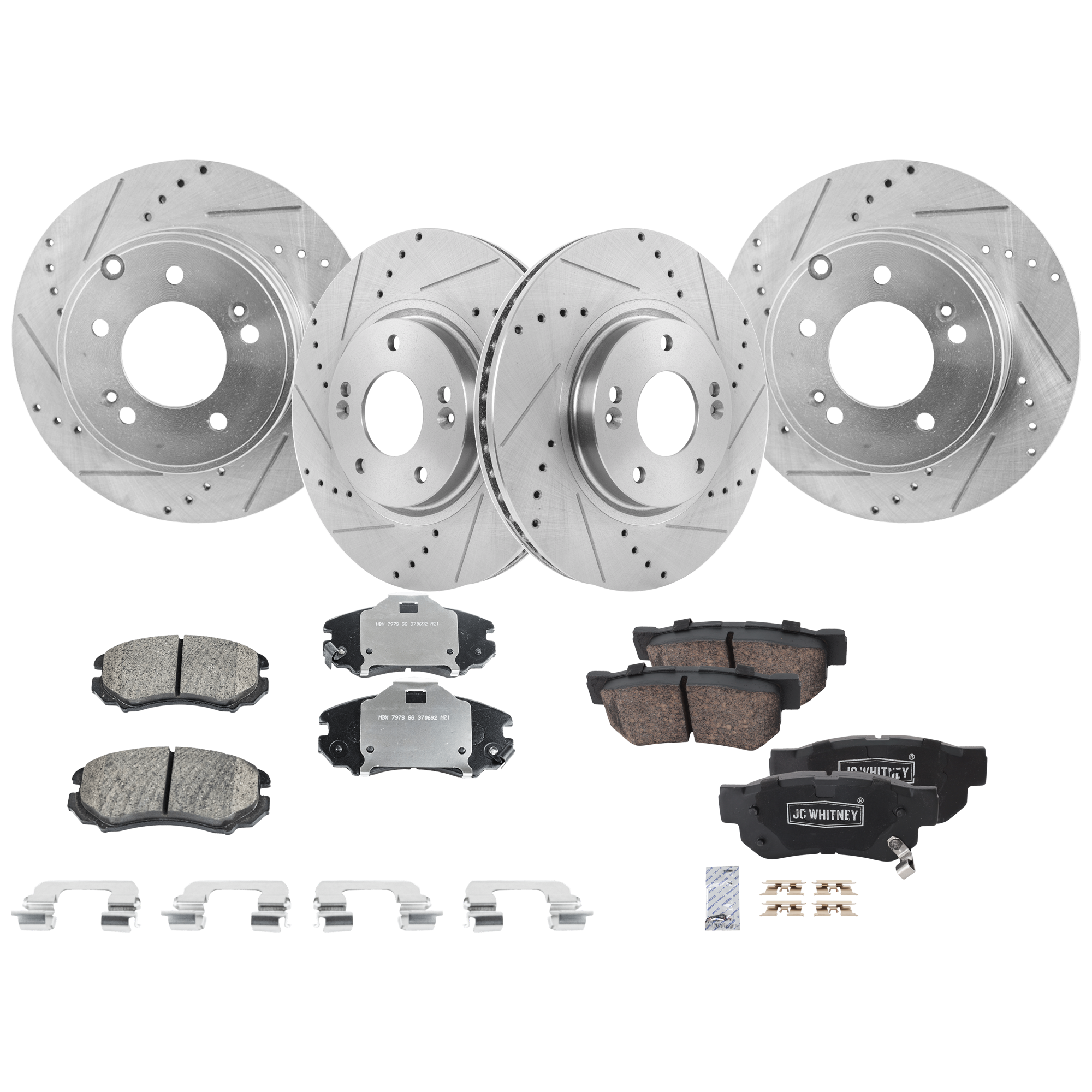 AM SONATA 05-05 FRONT AND REAR BRAKE DISC AND PAD KIT 4 Wheel Set SKU KIT 052226-377 OEM 31424-31586-44625-0833180-9804
