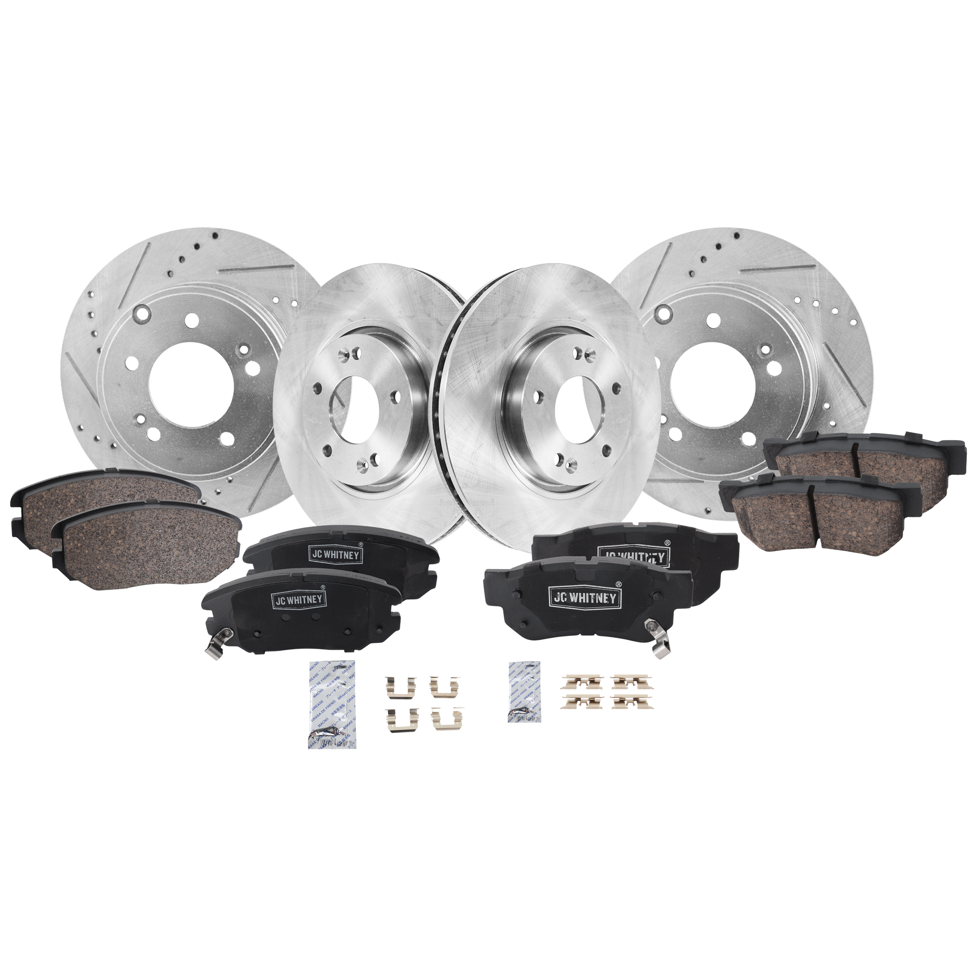 AM SONATA 06-08 FRONT AND REAR BRAKE DISC AND PAD KIT 4 Wheel Set SKU KIT 052226-392 OEM 31424-31586-44625-0833180-9804