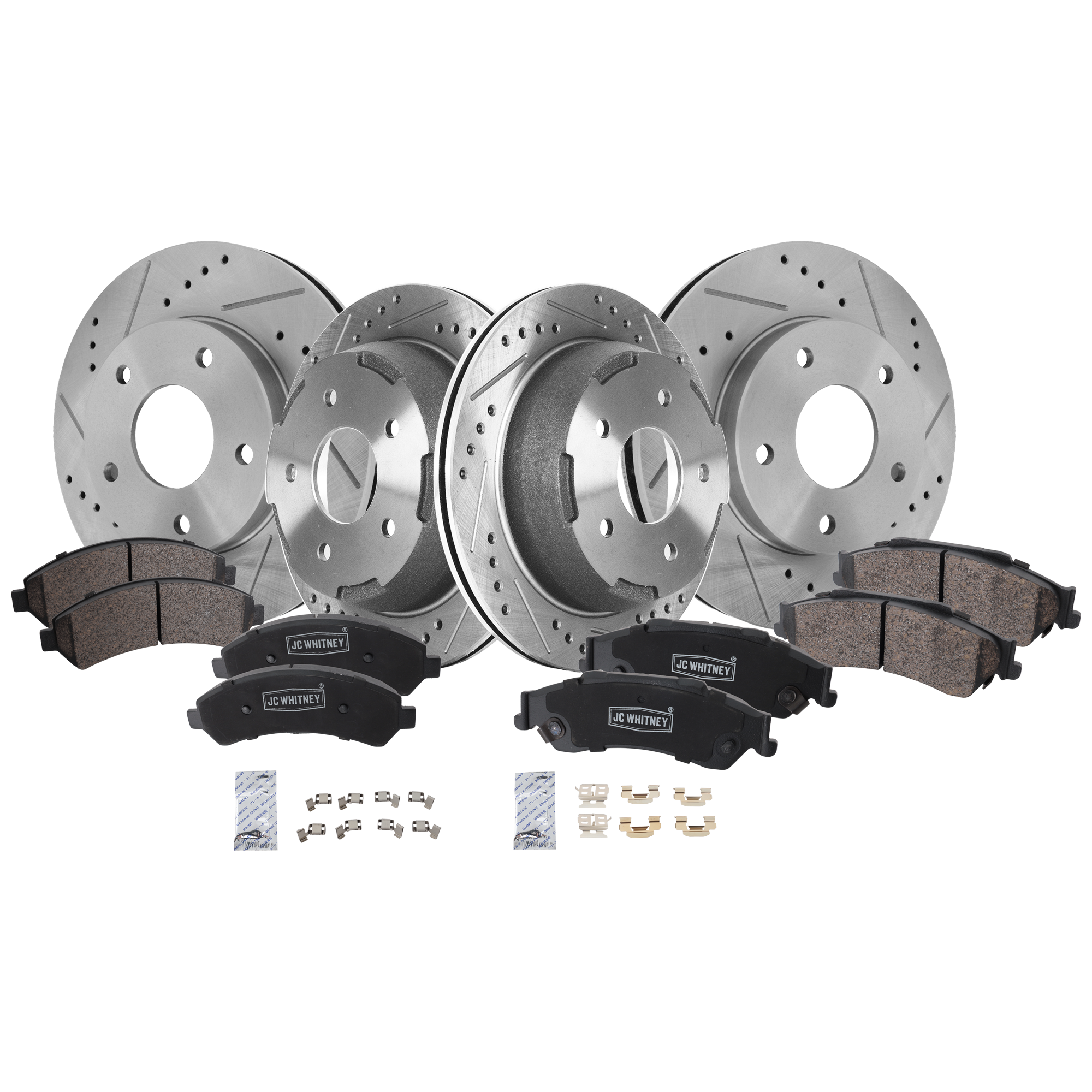 AM BLAZER 98-05 SONOMA 04-04 FRONT AND REAR BRAKE DISC AND PAD KIT 4 Wheel Set SKU KIT 052226-417 OEM 27277-55049-56725-86725-101609
