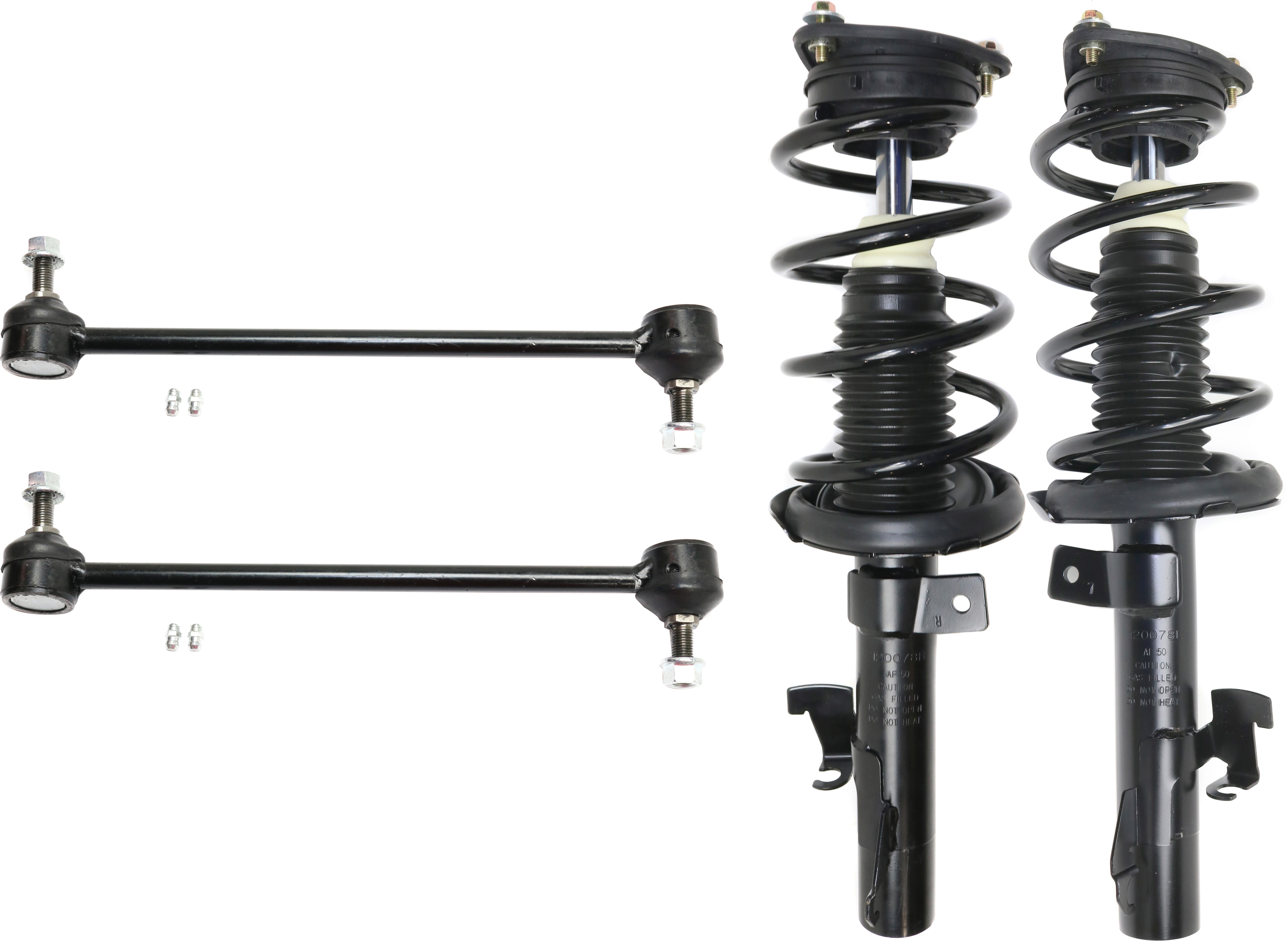 AM MAZDA 3-10-13 FRONT SUSPENSION KIT RH AND LH 4 pc kit w Loaded Struts and Sway Bar Links SKU KIT 052317-39 OEM BRY034900 B37F34900B BRY034700