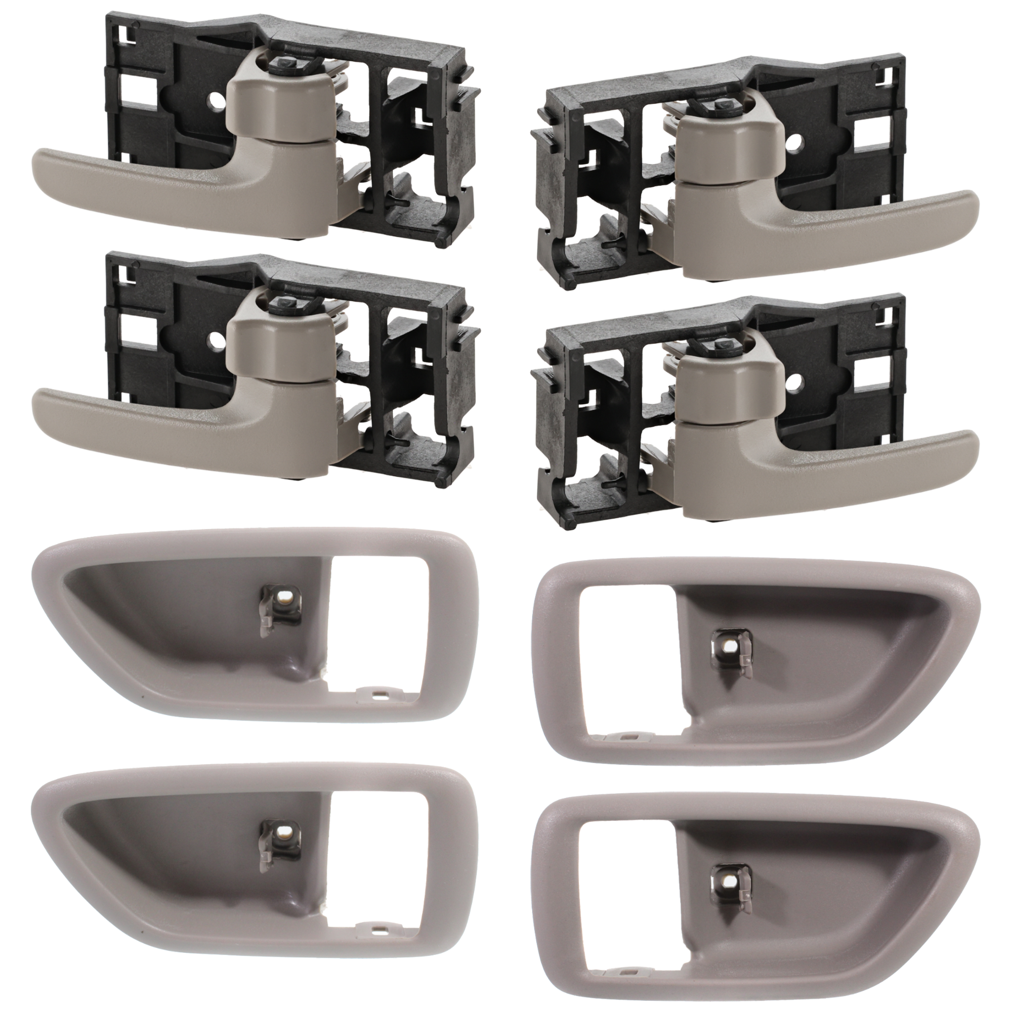 AM SEQUOIA 01-07 AVALON 00-04 FRONT AND REAR DOOR HANDLE CASE RH AND LH 8 pc kit Bezel Only Gray =REAR with Interior Door Handle SKU KIT 052324 C16 Partslink IDH010071 IDH010072 TO1353159 TO1353179 TO1352159 TO1352179 OEM 69277AC010B1-69278AC010B1-6920