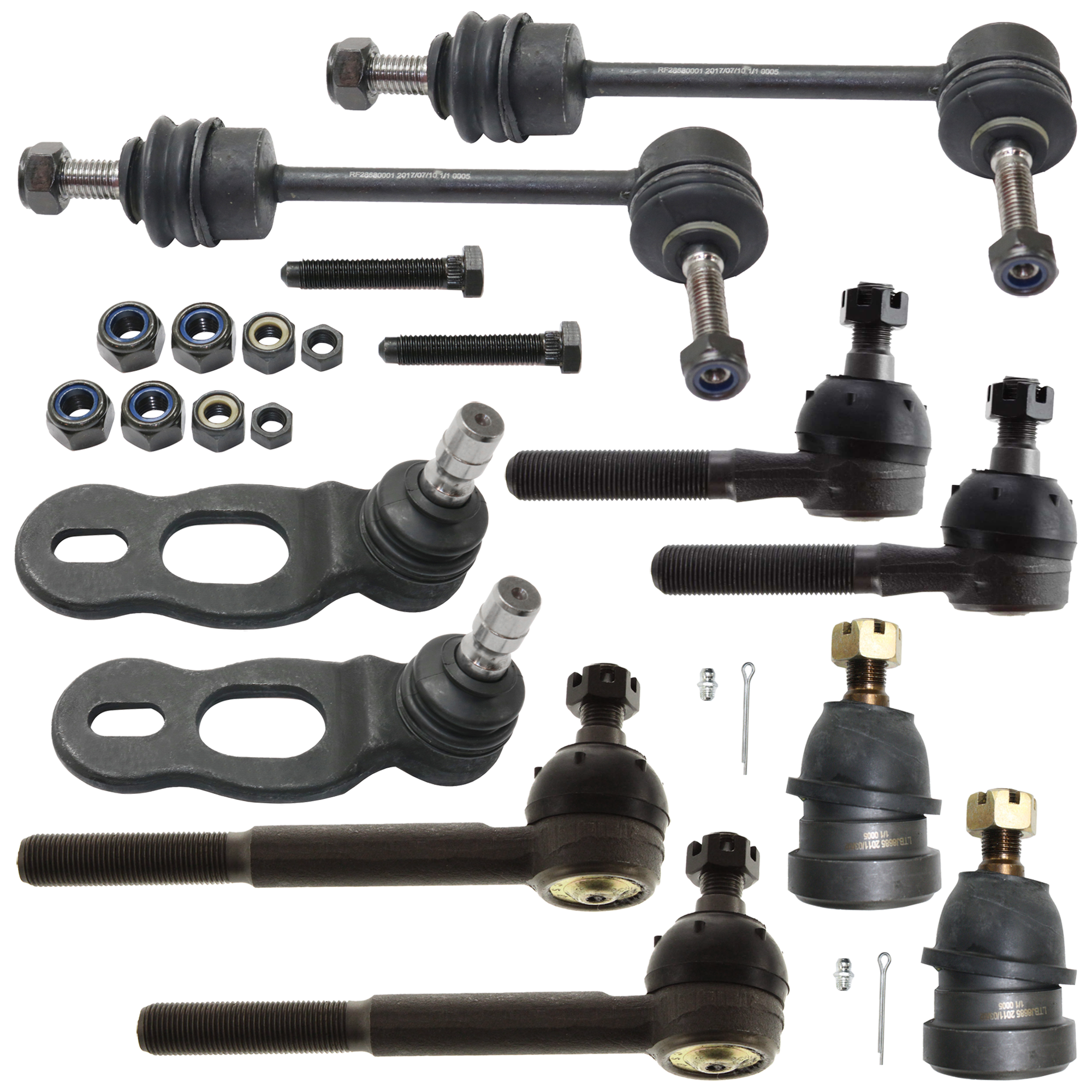 AM CROWN VICTORIA TOWN CAR 98-02 FRONT BALL JOINT RH AND LH Upper and Lower 10 pc kit with Sway Bar Link and Tie Rod End SKU KIT 052324 C17 OEM 104225-281015-2601457-5001088