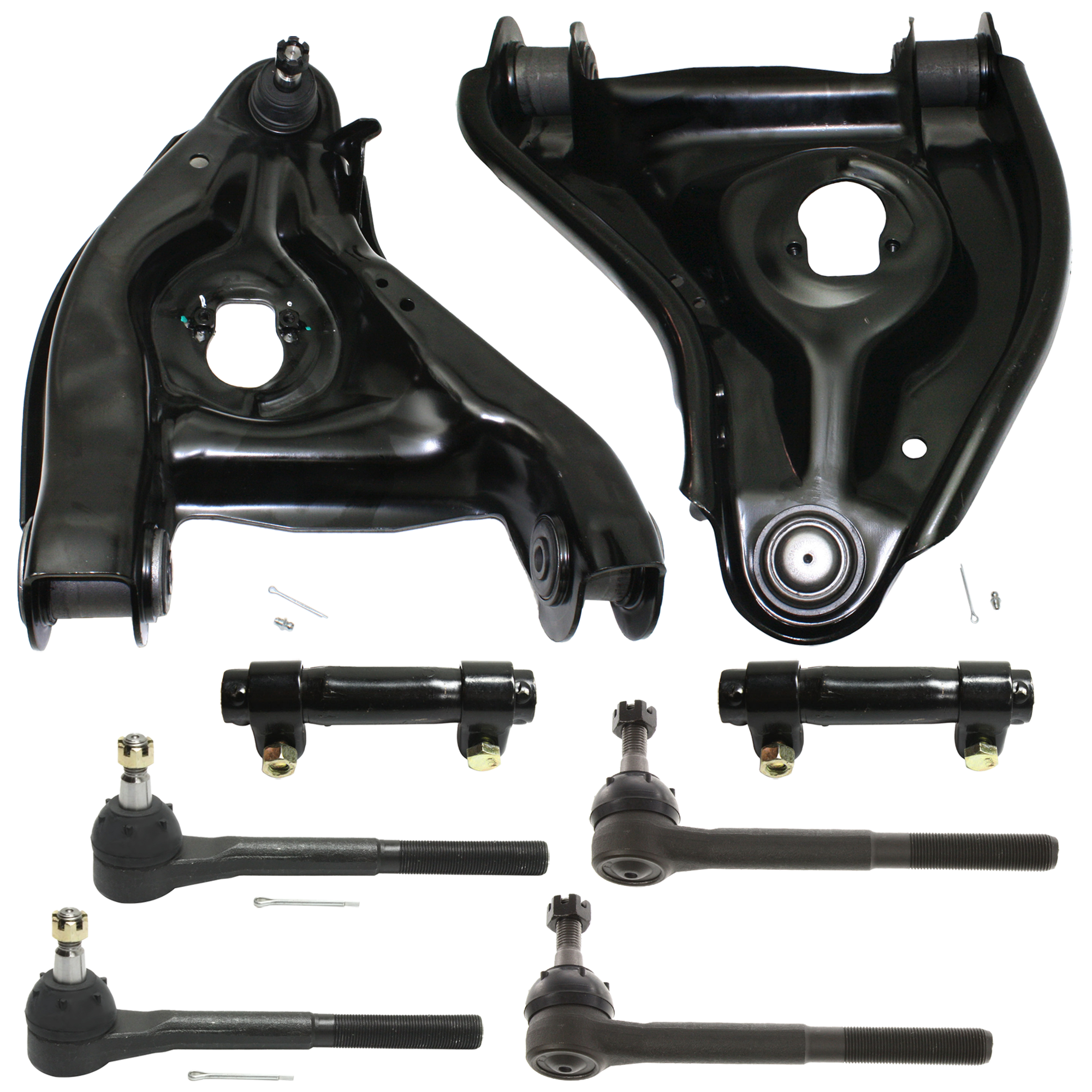 AM C FULL SIZE PICKUP 88-00 FRONT CONTROL ARM RH AND LH Lower 8 pc kit w Tie Rod Adjusting Sleeve and Tie Rod End SKU KIT 052324 C20 OEM 15665554-15665555-64181-310