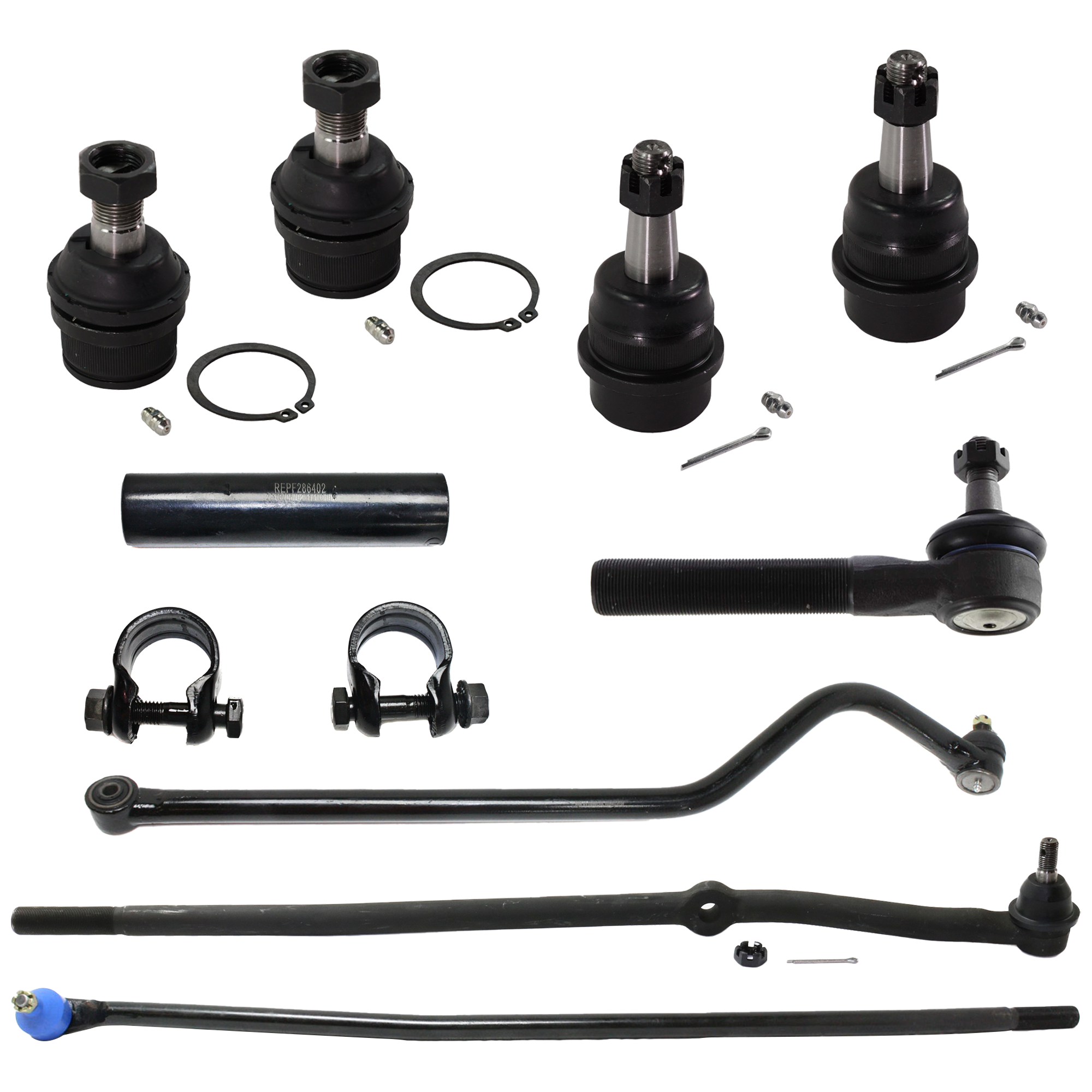 AM RAM 1500-2500 FULL SIZE PICKUP 98-99 FRONT TRACK BAR 9 pc kit with Ball Joint Tie Rod Adjusting Sleeve and Tie Rod End SKU KIT 052324 C22 OEM 138-790-027-242-294-000-000-000-000