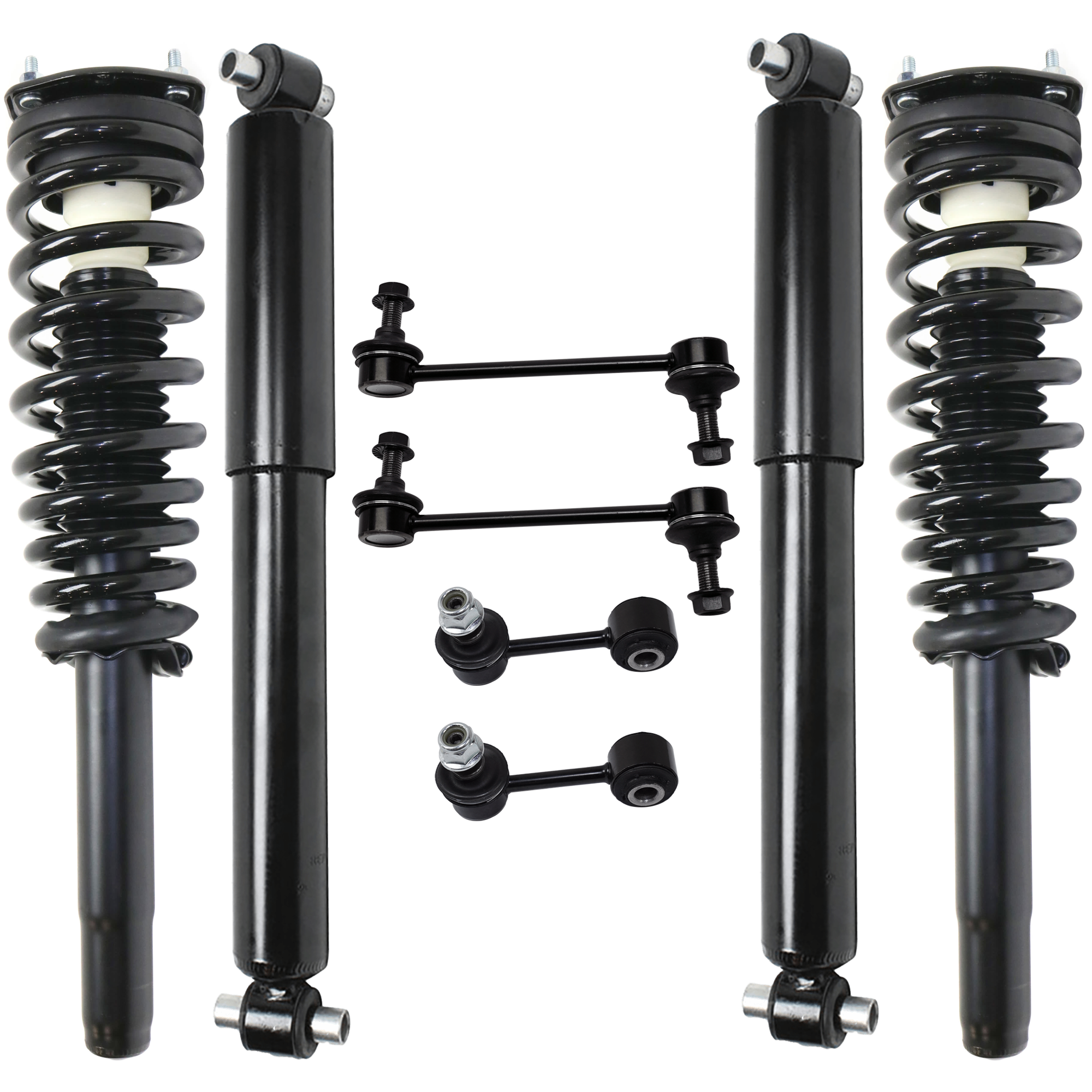 AM FUSION MKZ 10-12 FRONT AND REAR SHOCK AND FULLY LOADED STRUT RH AND LH Gas Charged Twin tube 8 pc Kit with Sway Bar Link SKU KIT 052324 C25 OEM AE5Z18124E AE5Z18125F AE5Z1812