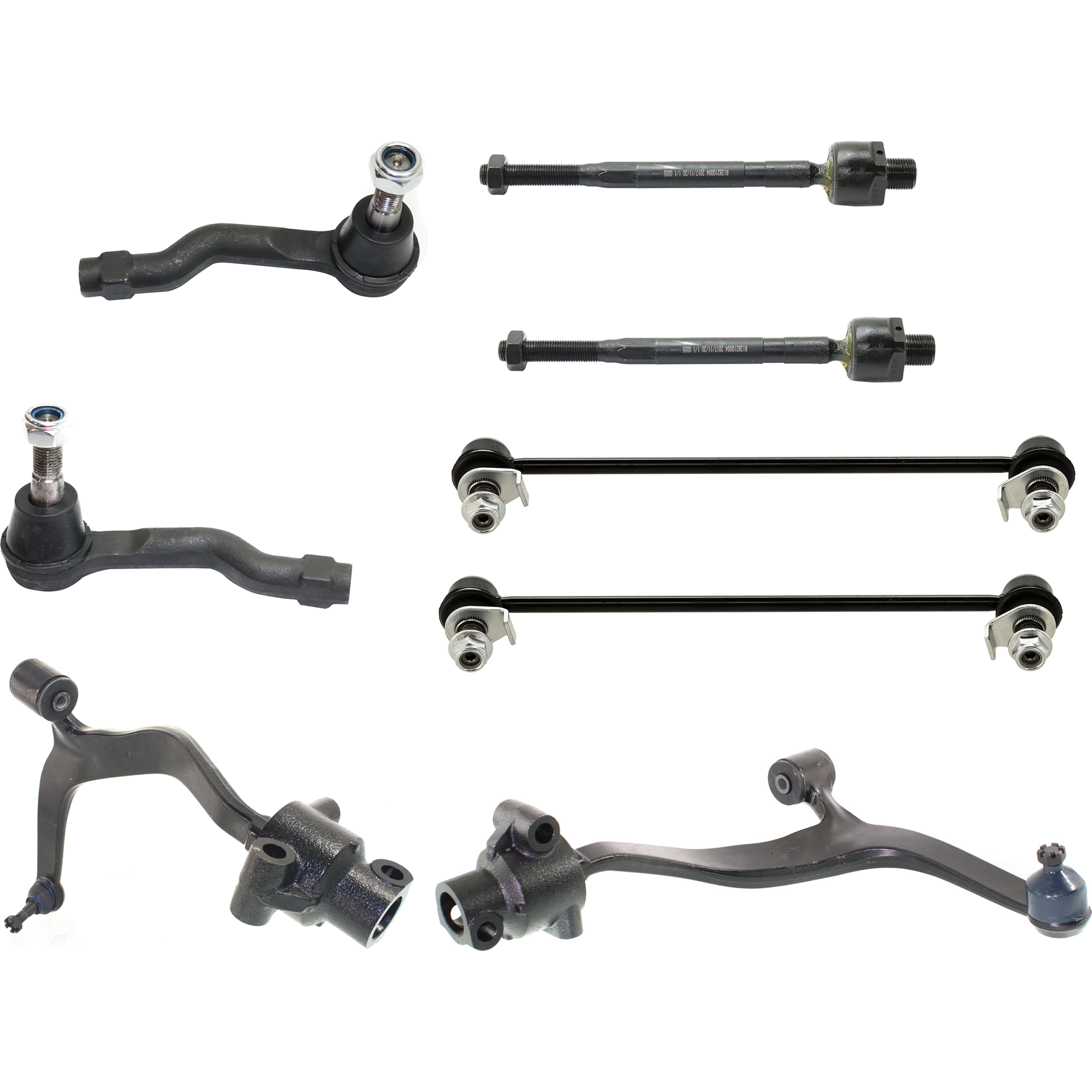 AM FX35 FX45-03-08 FRONT CONTROL ARM RH AND LH Lower 8 pc kit with Sway Bar Link and Tie Rod End SKU KIT 052324 C62 Partslink IN4510100 IN4511100 OEM 54500CG200-54501CG200-1017825