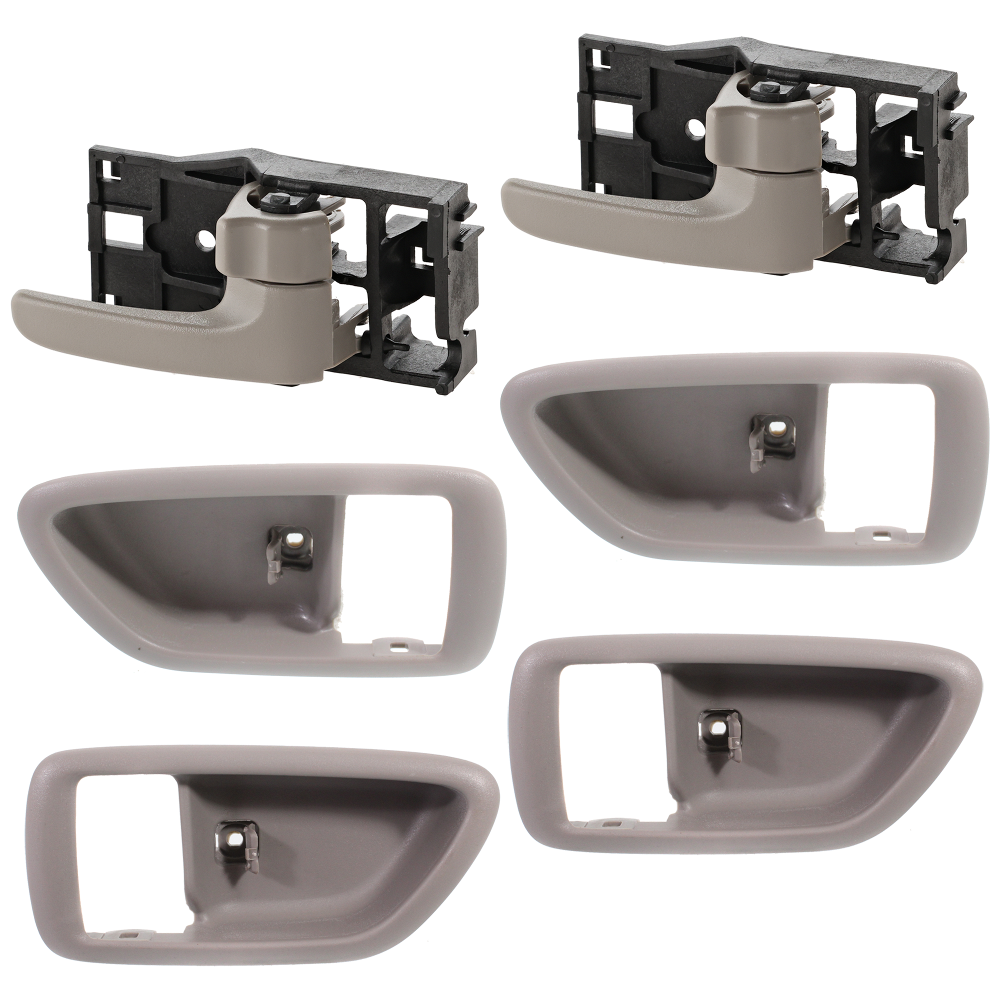 AM SEQUOIA 01-07 AVALON 00-04 FRONT AND REAR DOOR HANDLE CASE RH AND LH 6 pc kit Bezel Only Gray =REAR with Interior Door Handle SKU KIT 052324 C74 Partslink IDH010071 IDH010072 TO1353159 TO1353179 OEM 69277AC010B1-69278AC010B1-6920