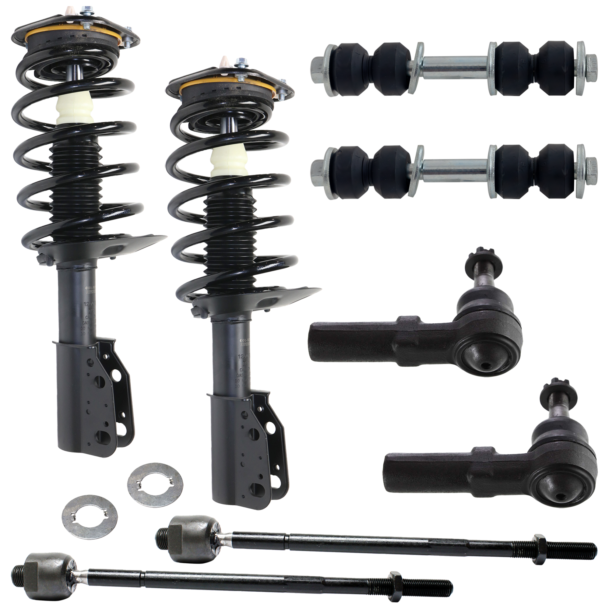 AM PARK AVENUE 98-05 FRONT FULLY LOADED STRUT RH AND LH Gas Charged Twin tube 8 pc Kit with Tie Rod End Sway Bar Link SKU KIT 052324 C75 OEM 88955457-88955458-684011-26