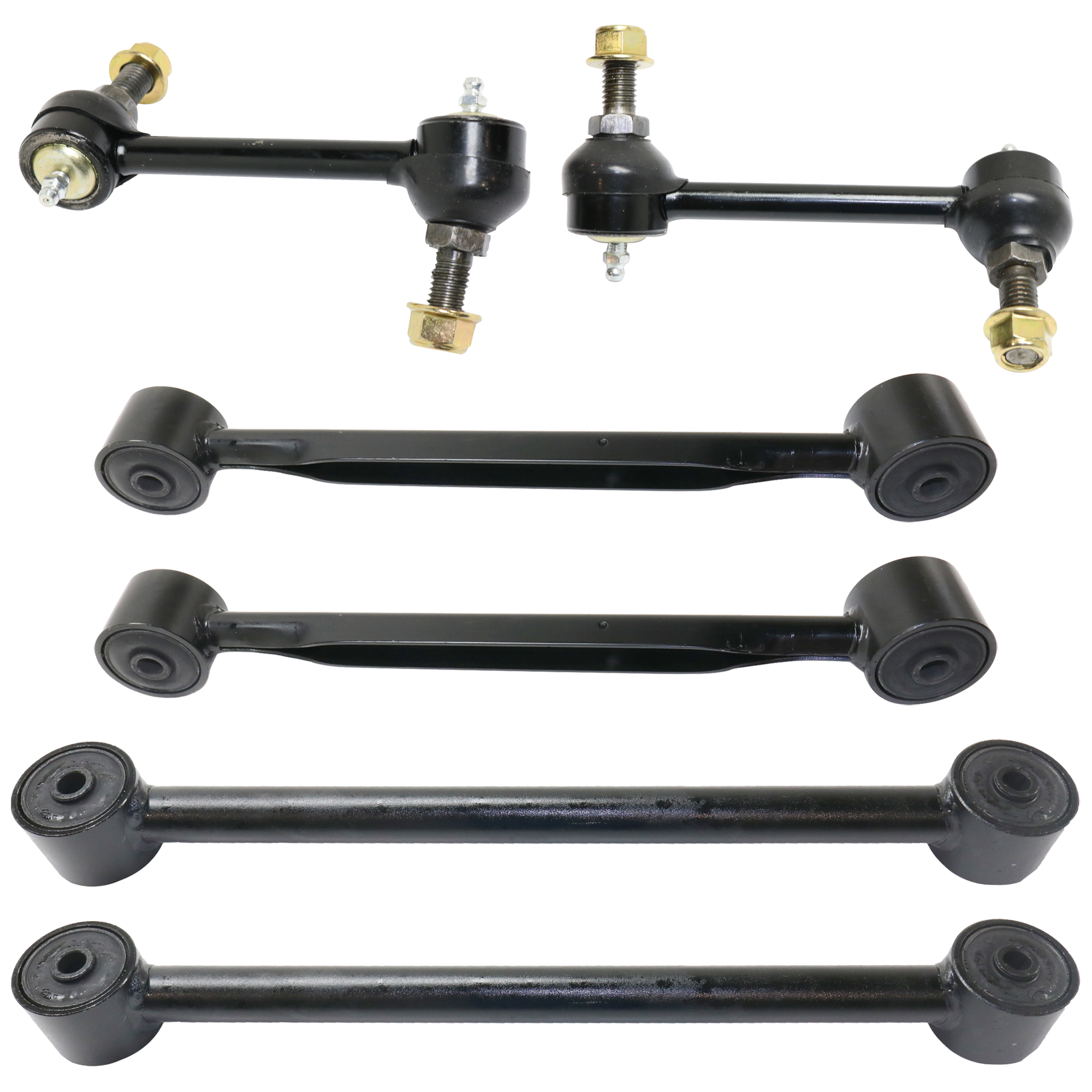 AM TRAILBLAZER ENVOY 02-09 REAR CONTROL ARM Upper and Lower 6 pc kit with Sway Bar Link SKU KIT 052324 C79 OEM 15069840-15098154-15098152-183