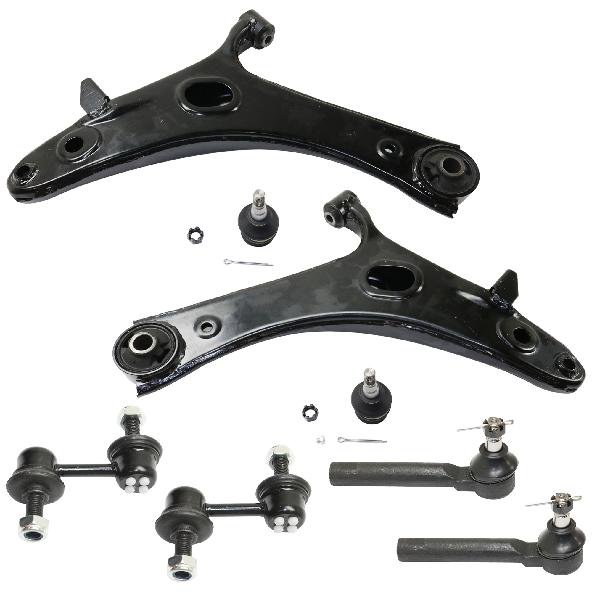 AM FORESTER 09-13 IMPREZA 11-14 FRONT CONTROL ARM RH AND LH Lower 6 pc kit with Sway Bar Link and Tie Rod End SKU KIT 052324 C80 OEM 20202SC002-20202SC000-20202SC0