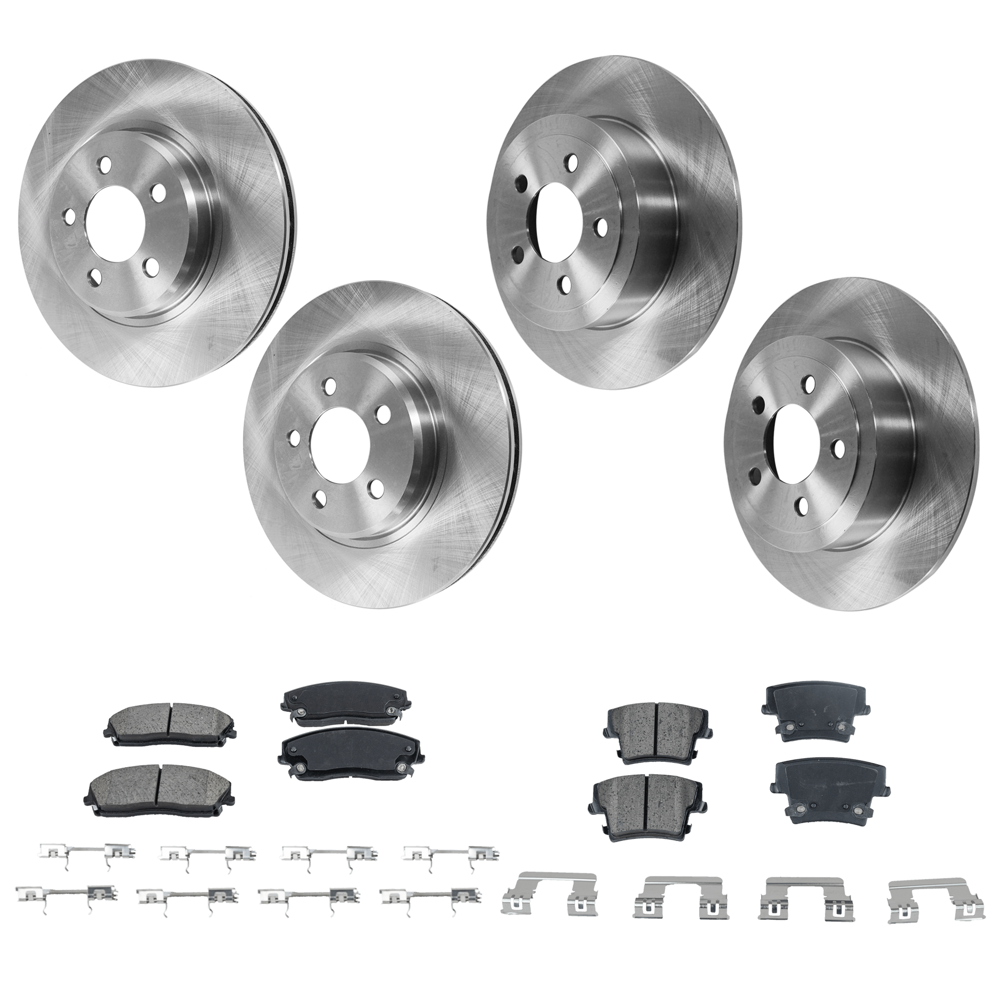 AM CHRYSLER 300-05-21 CHARGER 06-22 FRONT AND REAR BRAKE DISC AND PAD KIT 4 Wheel Set Plain Surface Vented 5 Lugs SKU KIT 052324 C86 OEM 4779208AB 4779208AD 4779208AE